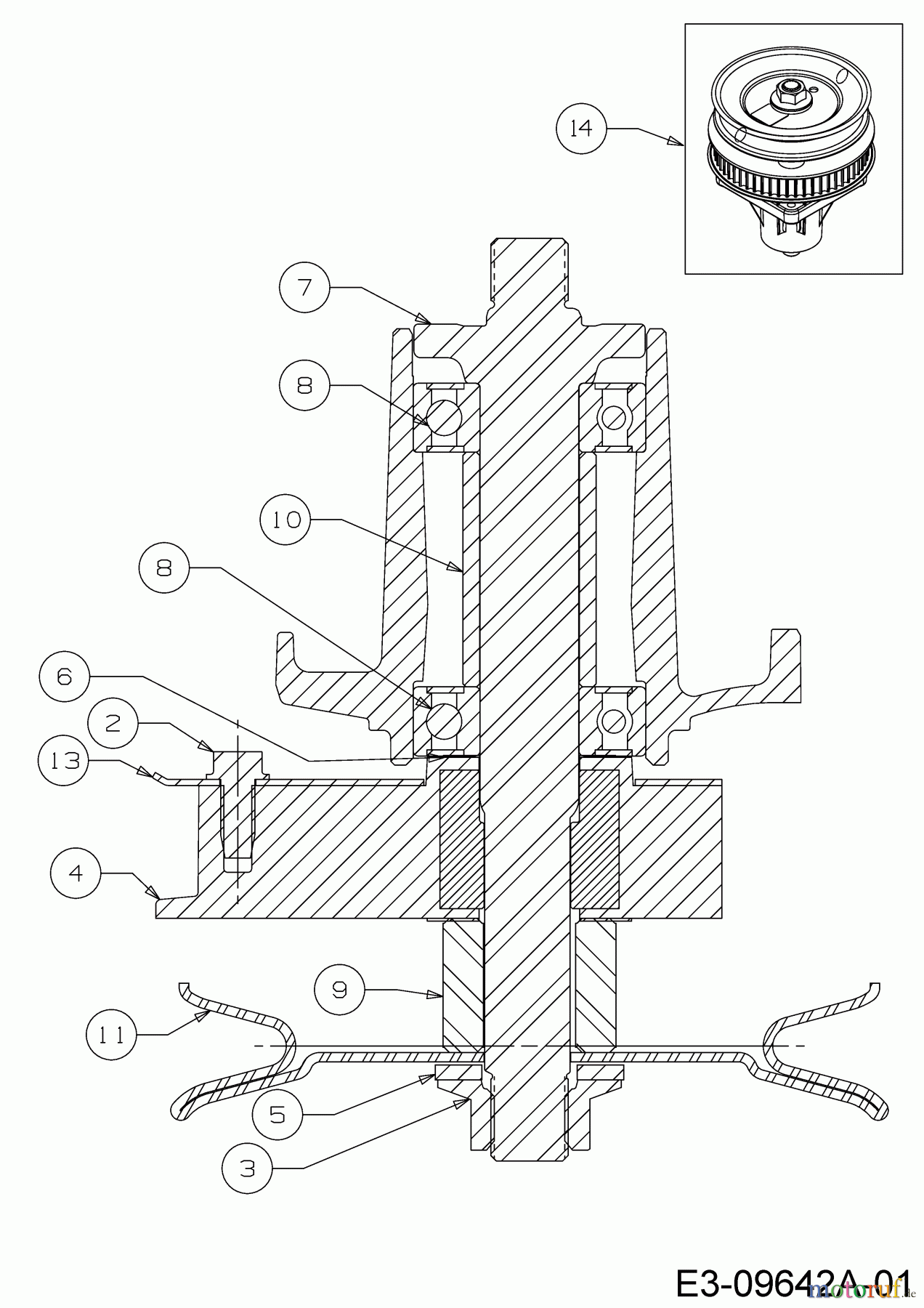  Cub Cadet Motormäher mit Antrieb XM 3 KR 84 ES 12AE764U603  (2017) Messerspindel 618-04438C