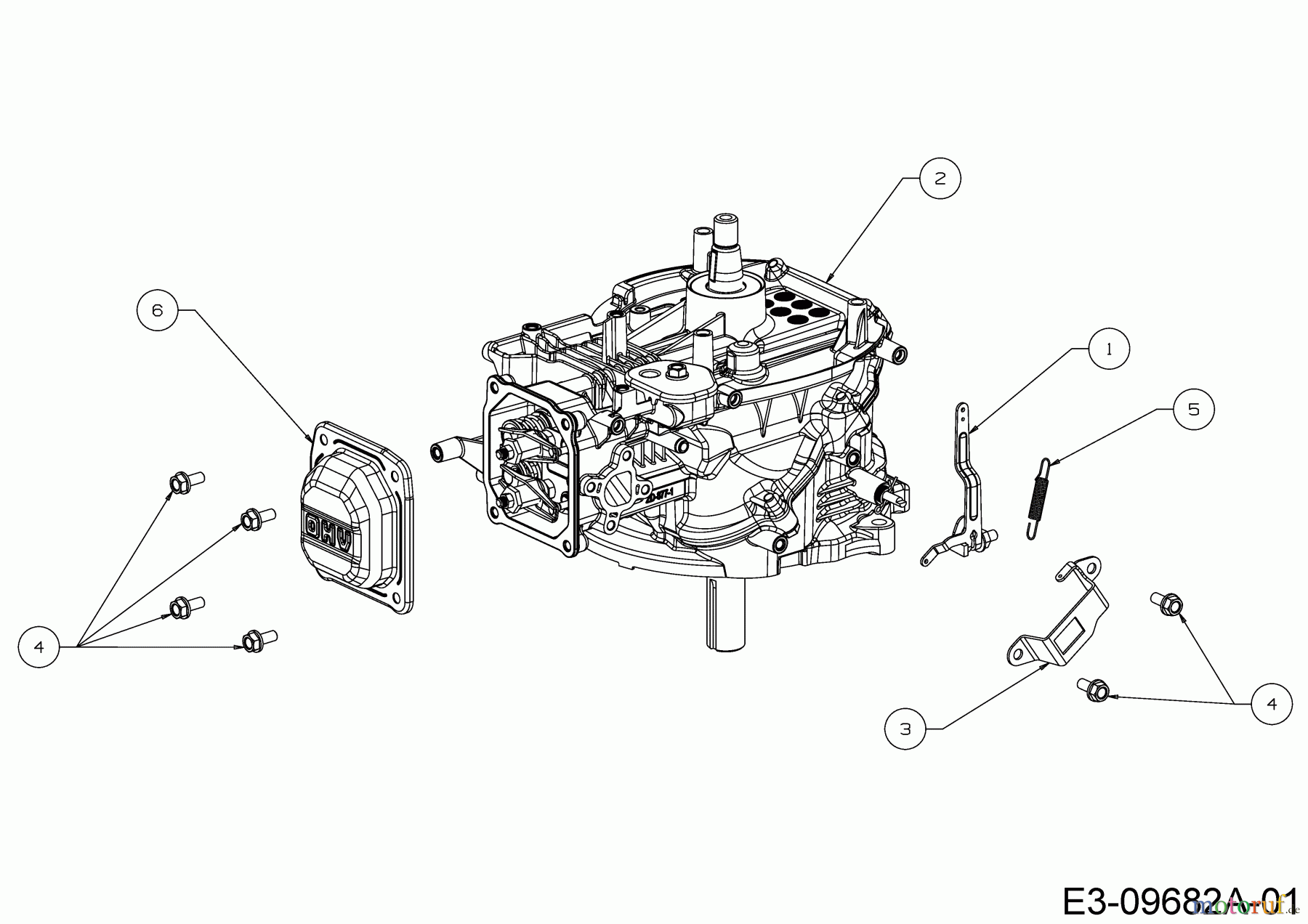 MTD-Motoren MTD vertikal 1 P 57 NH 752Z1P57NH (2016) Reglerarm, Short Block, Zylinderkopfdeckel