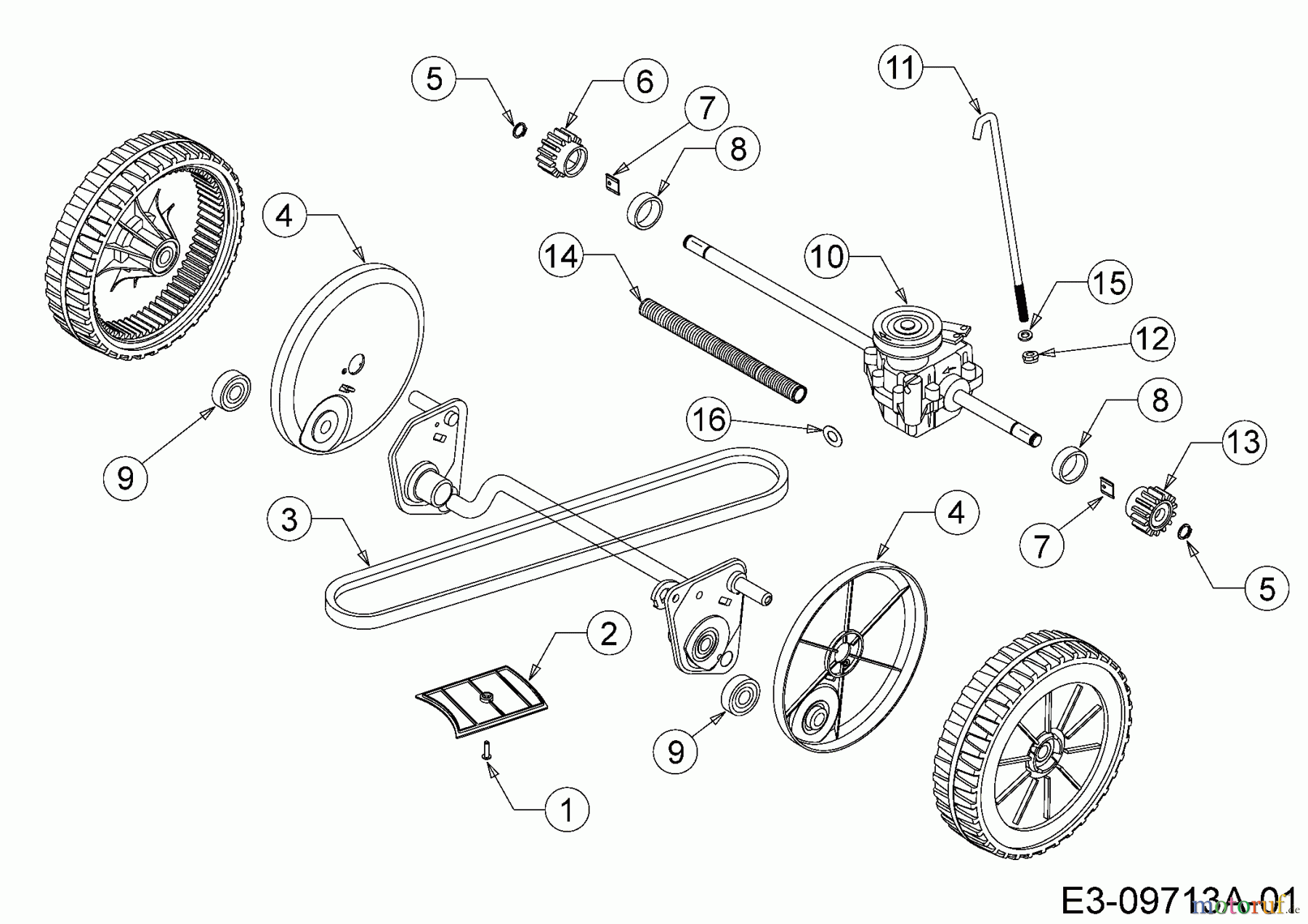 WOLF-Garten Expert Elektromäher mit Antrieb Expert 40 EA 18ARH1K-650 (2013) Getriebe, Keilriemen