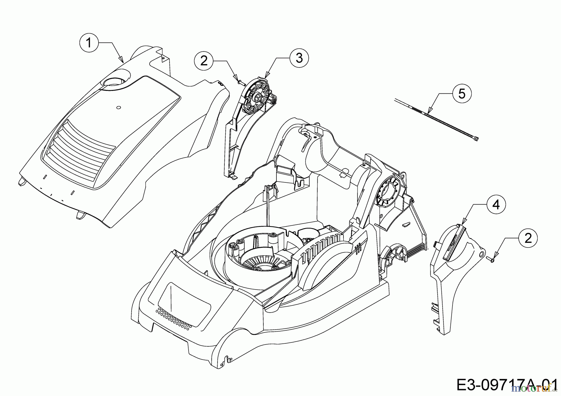 Wolf-Garten Elektromäher mit Antrieb A 400 EA 18CRMLM1650 (2017) Abdeckung seitlich, Motorhaube