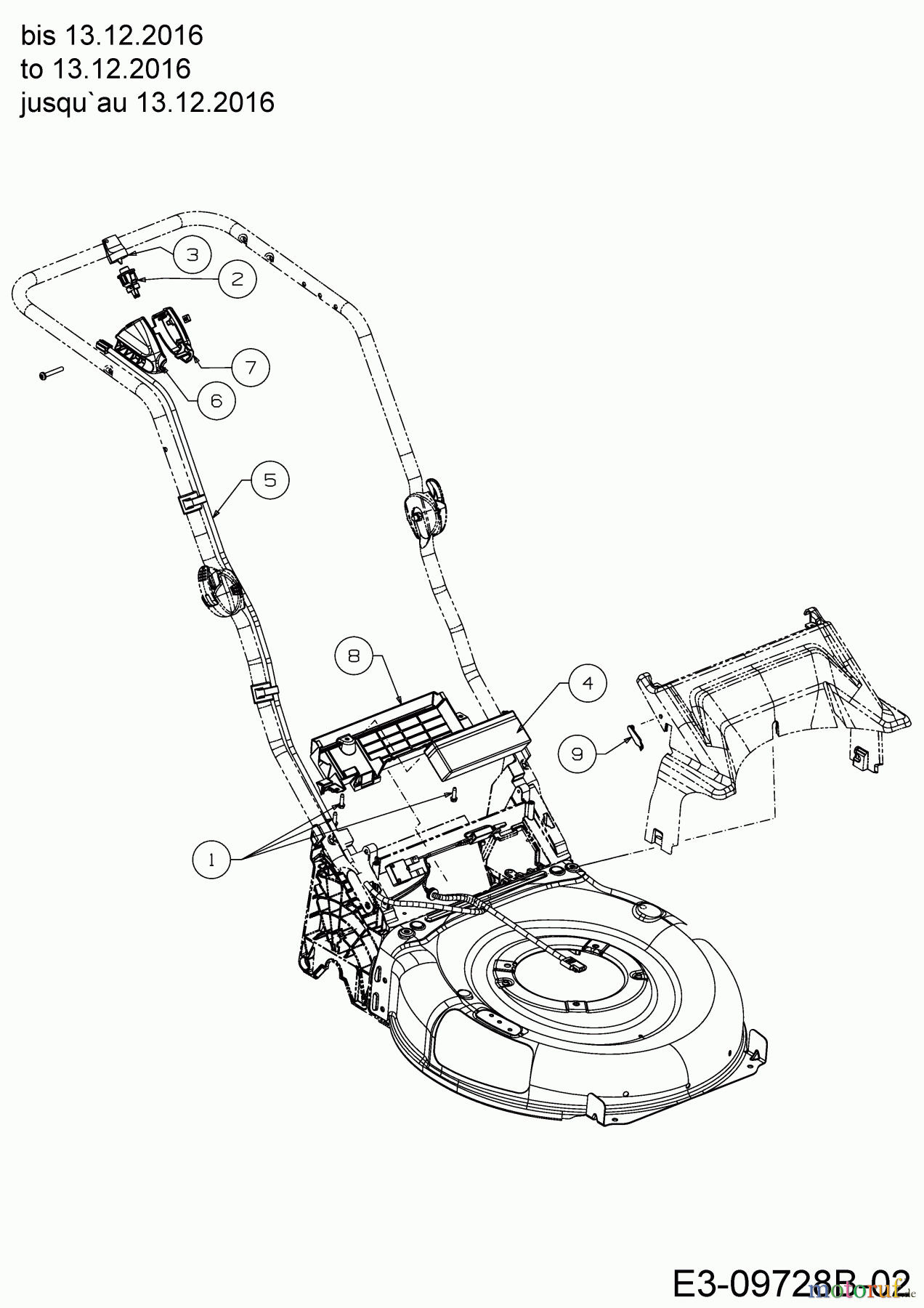 MTD Motormäher mit Antrieb 53 SPOSE 12AEPCS7678 (2017) Batterie, Kabelbaum bis 13.12.2016