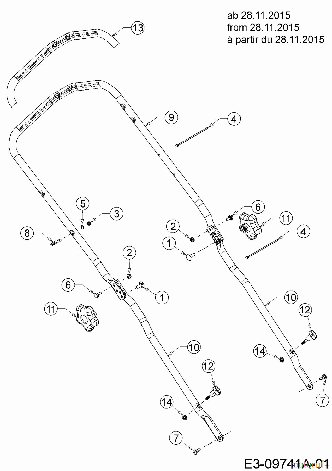 Mr.Gardener Motormäher mit Antrieb HW 53 BAV-IS 12AGPN7E629 (2016) Holm ab 28.11.2015