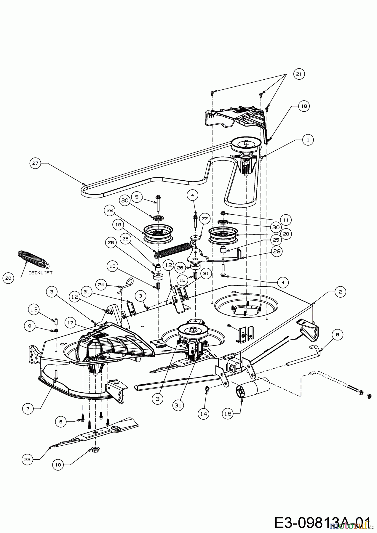Troy-Bilt Gartentraktoren Super Bronco GT 54 FAB 14A7A3KA066 (2018) Mähwerk A (54