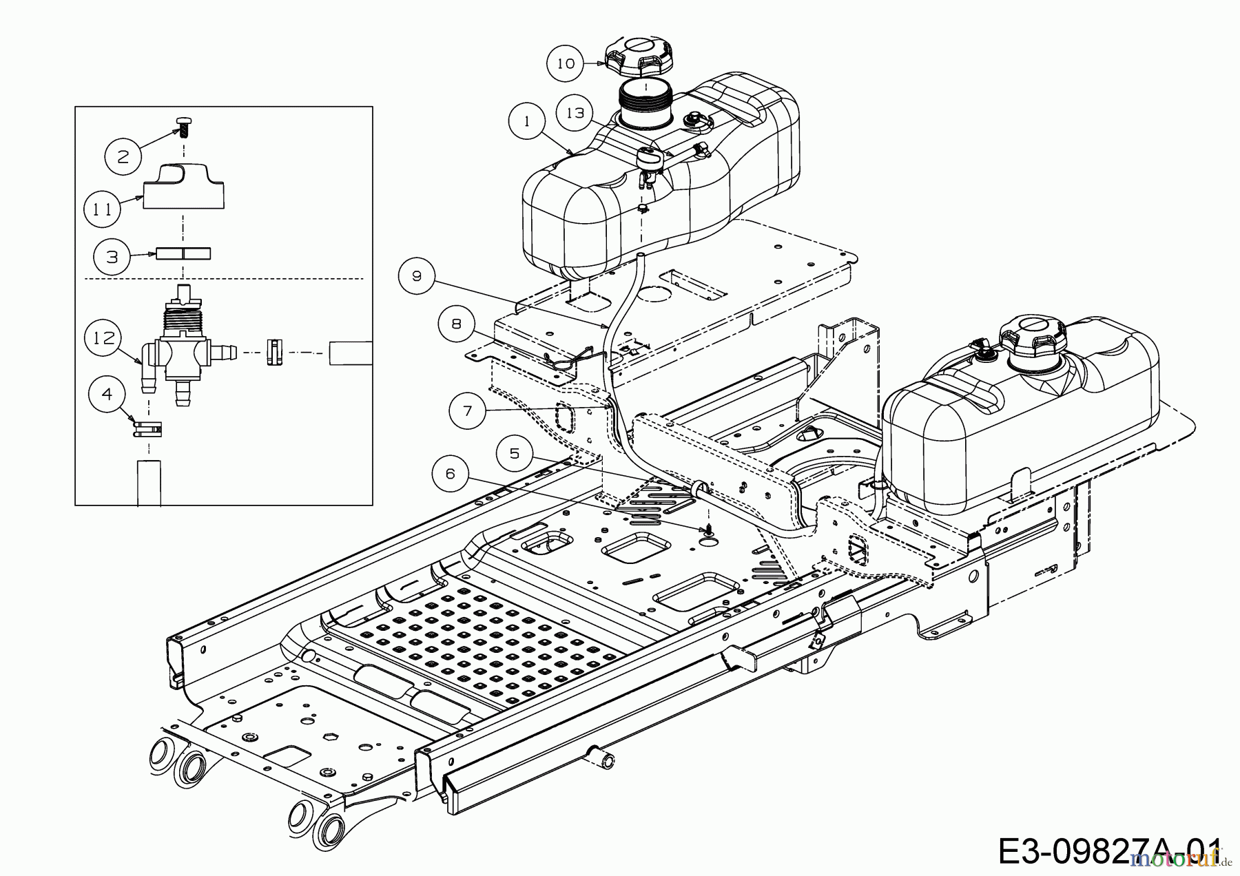 Cub Cadet Zero Turn Pro Z 100-54 53AWEFJA330 (2016) Benzinhahn, Tank