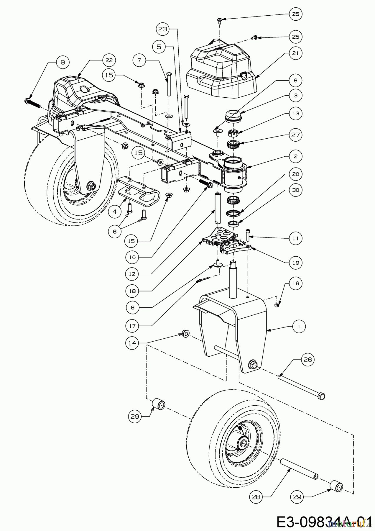 Cub Cadet Zero Turn Pro Z 100-54 53AWEFJA330 (2016) Vorderachse
