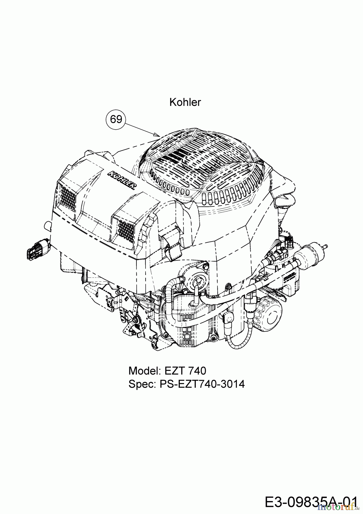 Cub Cadet Zero Turn Pro Z 100-48 53AWEFJF330 (2016) Motor Kohler