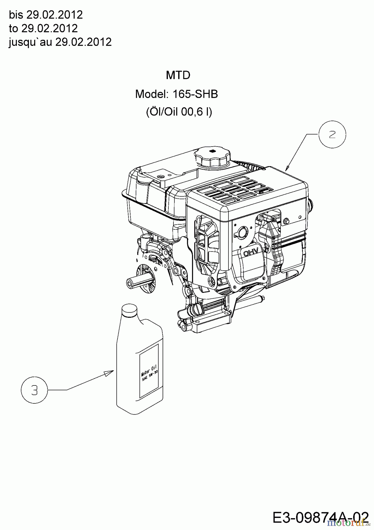 MTD Schneefräsen M 56 31B-32AD678 (2012) Motor MTD bis 29.02.2012