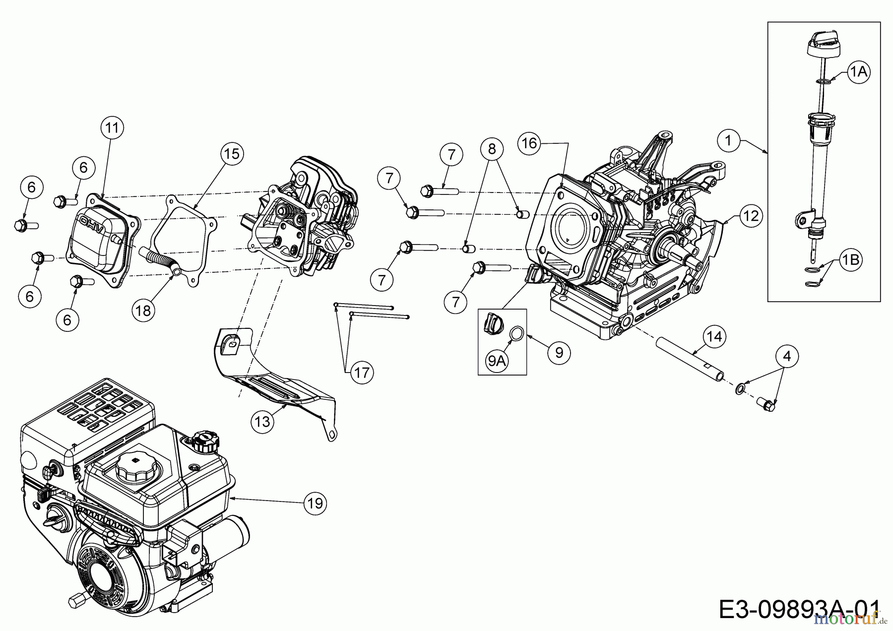 MTD-Motoren MTD horizontal 670-WH 752Z670-WH (2017) Leitblech, Stössel, Ölmeßstab, Zylinderkopfdeckel