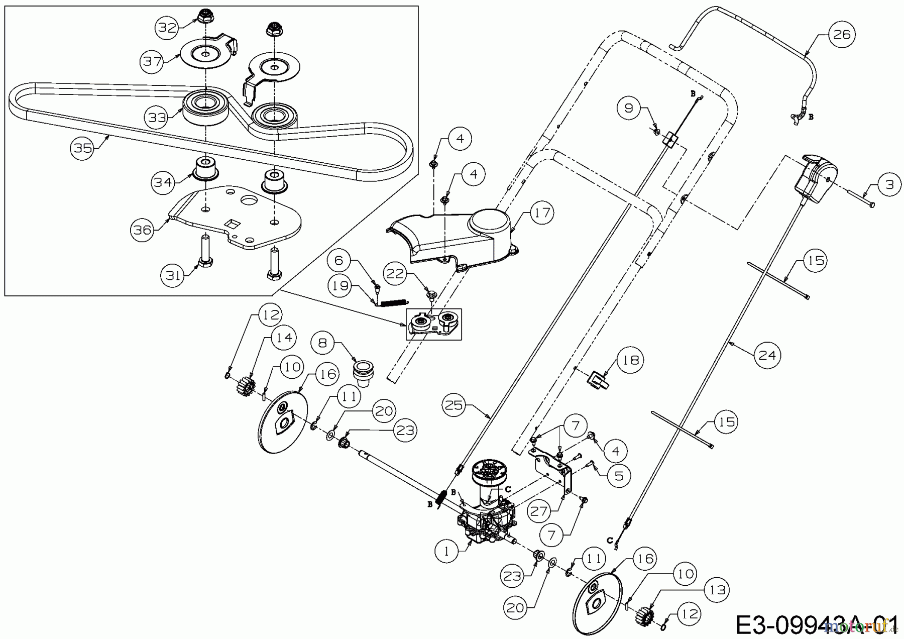  Troy-Bilt Laubsauger mit Häckselfunktion CSV 070 24A-07MP766  (2014) Fahrantrieb