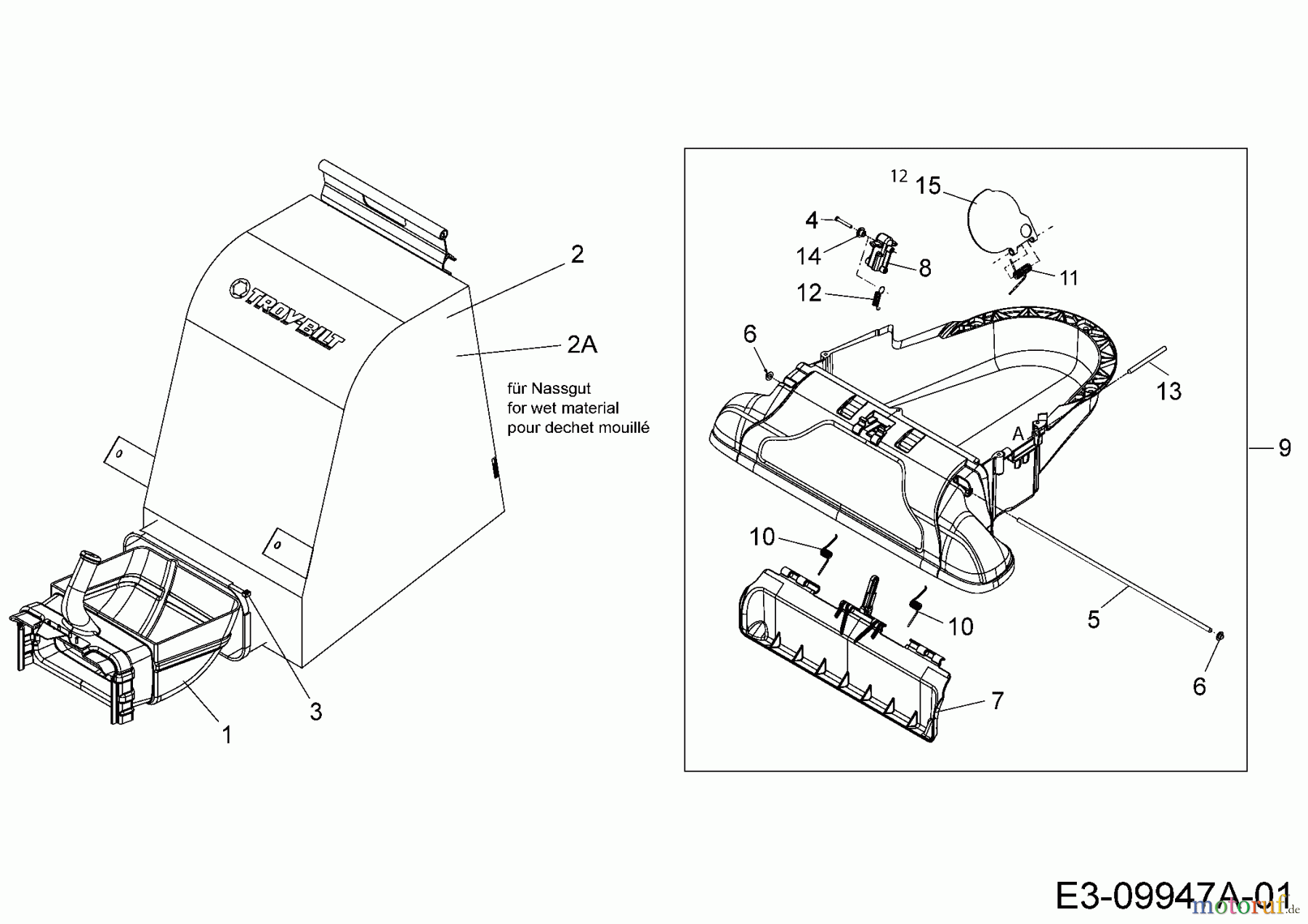  Troy-Bilt Laubsauger mit Häckselfunktion CSV 070 24A-07MP766  (2016) Saugdüse, Fangsack