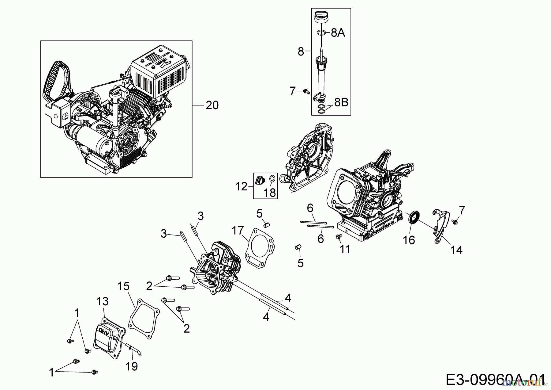 MTD-Motoren MTD horizontal 670-JH 752Z670-JH (2017) Ölablaß, Ölmeßstab, Zylinderkopfdeckel