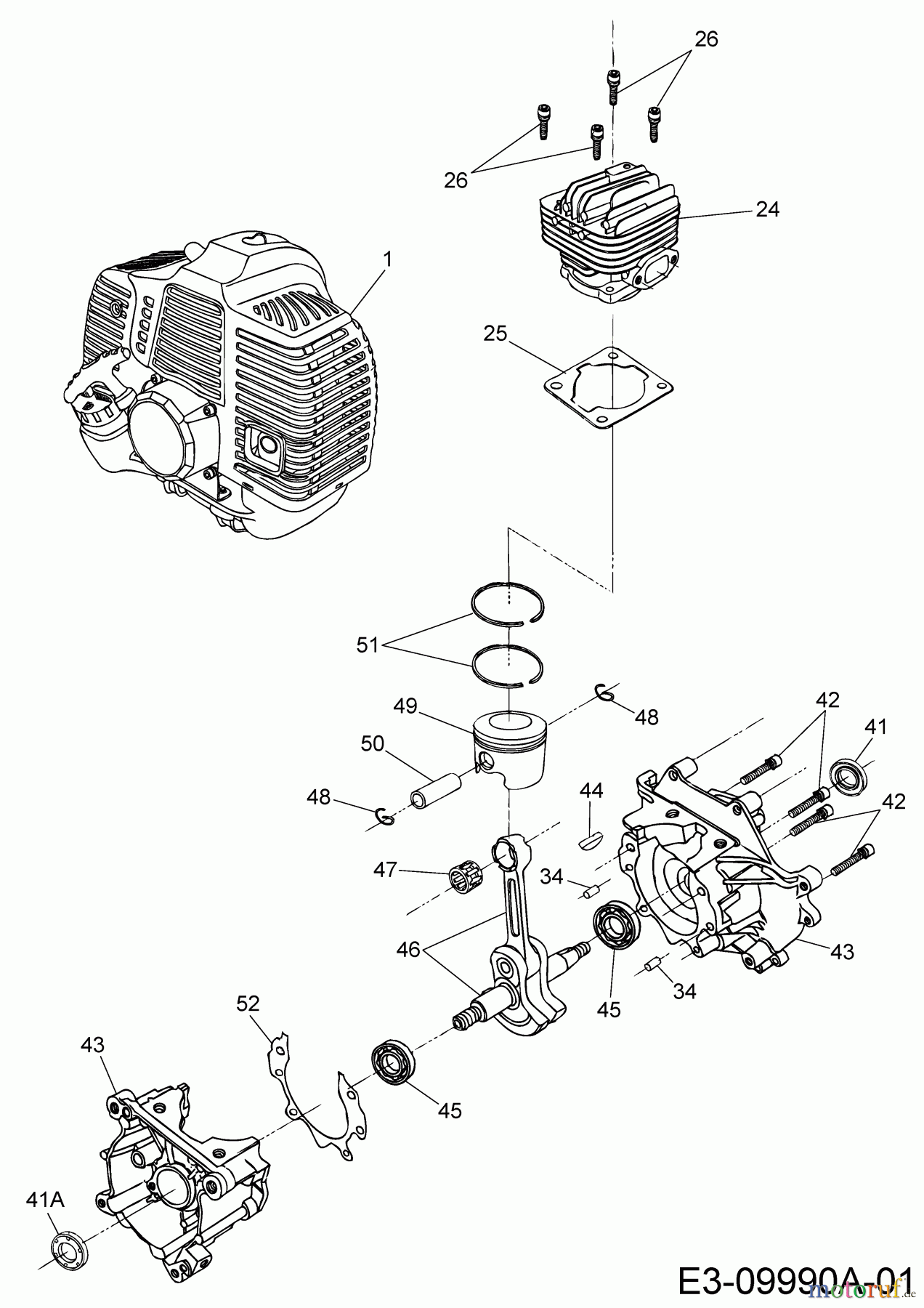 MTD Motorsensen 1043 AVS 41AD71YB678  (2017) Kurbelgehäuse, Motor, Zylinder