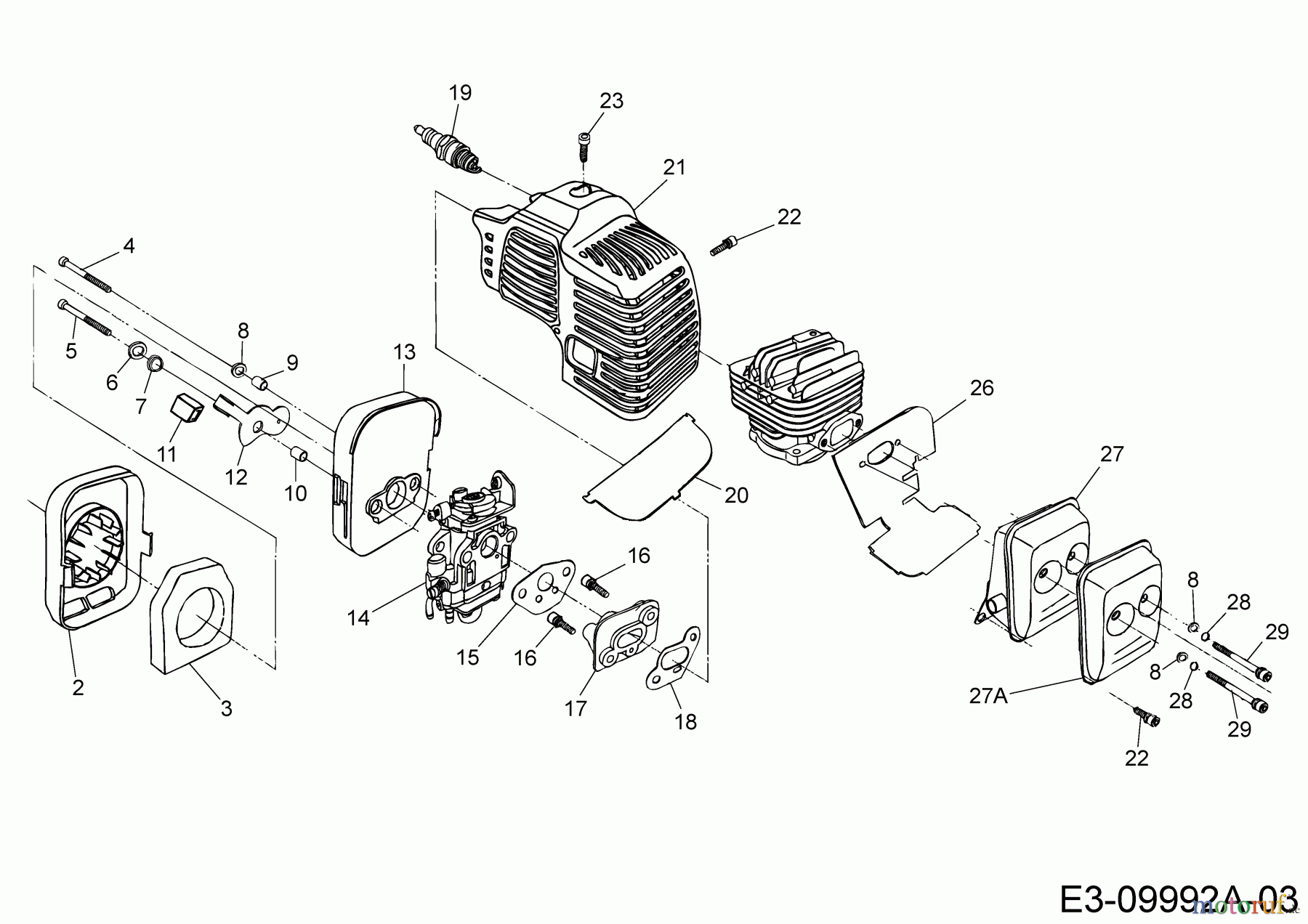  MTD Motorsensen Smart BC 33 D 41ATG1K-678  (2017) Auspuff, Luftfilter, Vergaser