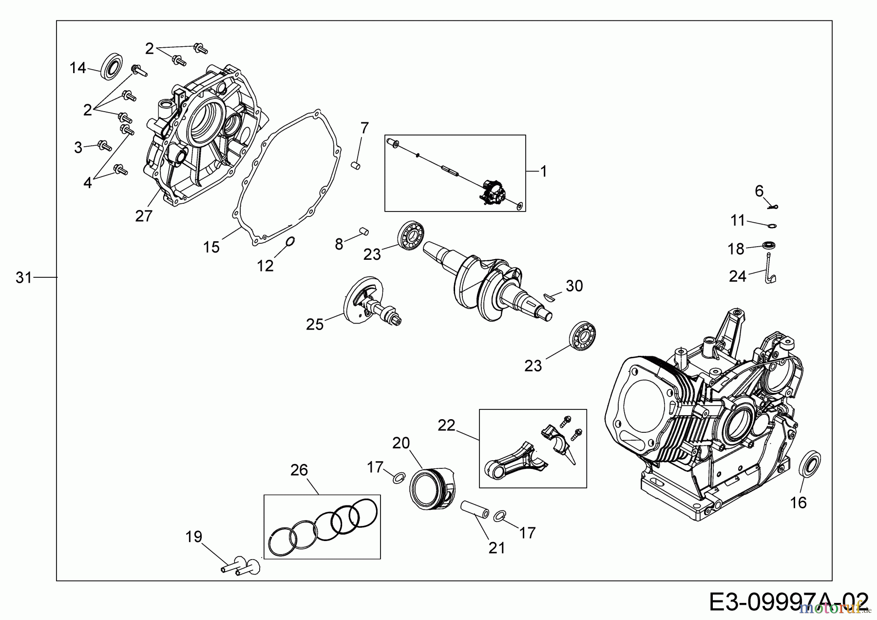  MTD-Motoren MTD horizontal 678-SH 752Z678-SH  (2017) Kolben, Kurbelwelle, Nockenwelle, Pleuel