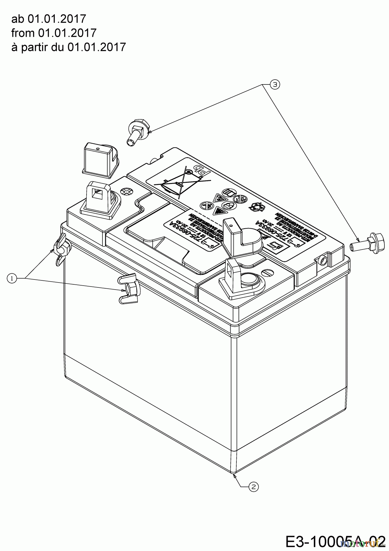 Cub Cadet Rasentraktoren XT 1 OS 107 13A8A1CS603 (2017) Batterie ab 01.01.2017