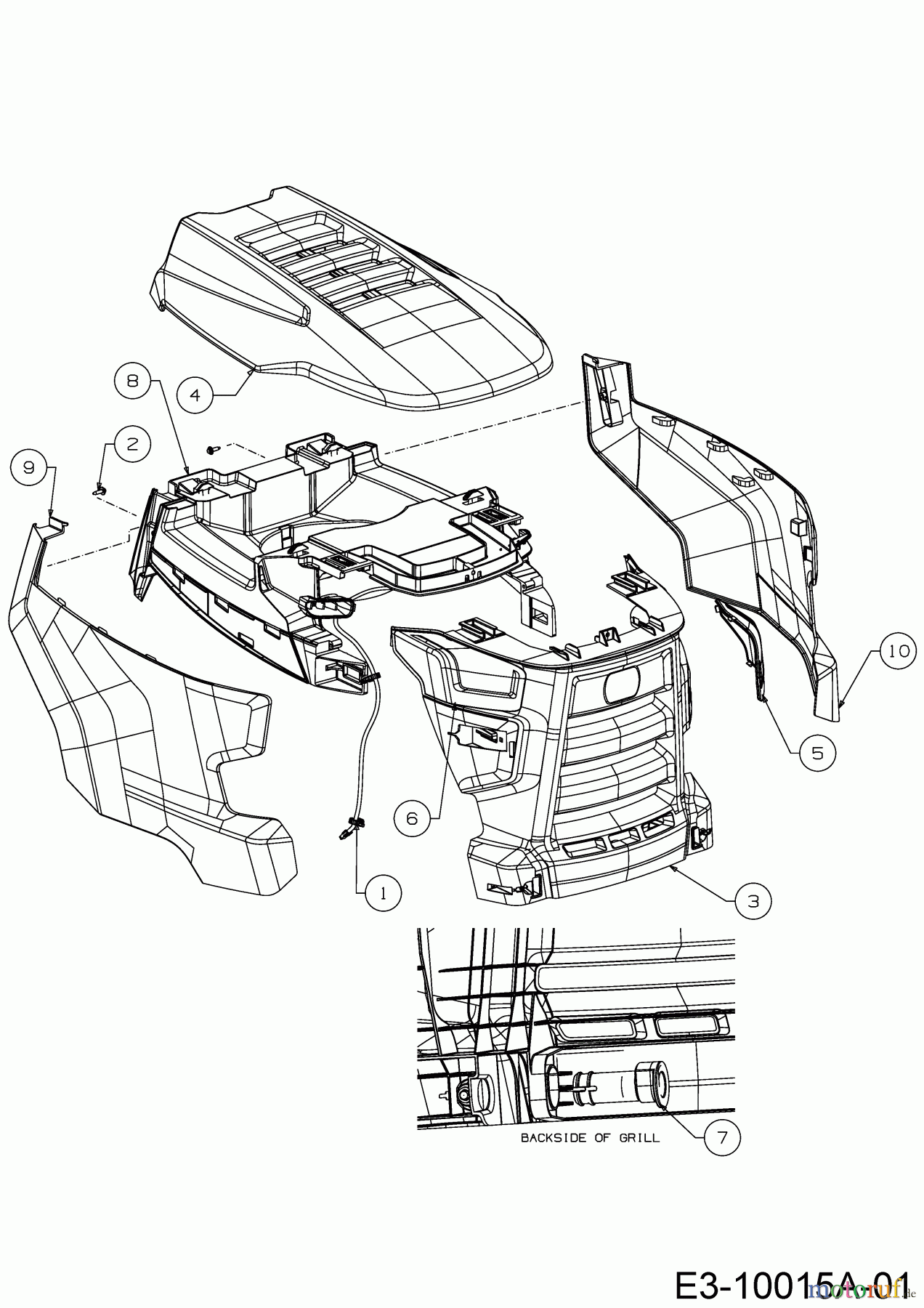 Cub Cadet Rasentraktoren XT2 PR95 13AGA1CB603 (2017) Motorhaube C-Style