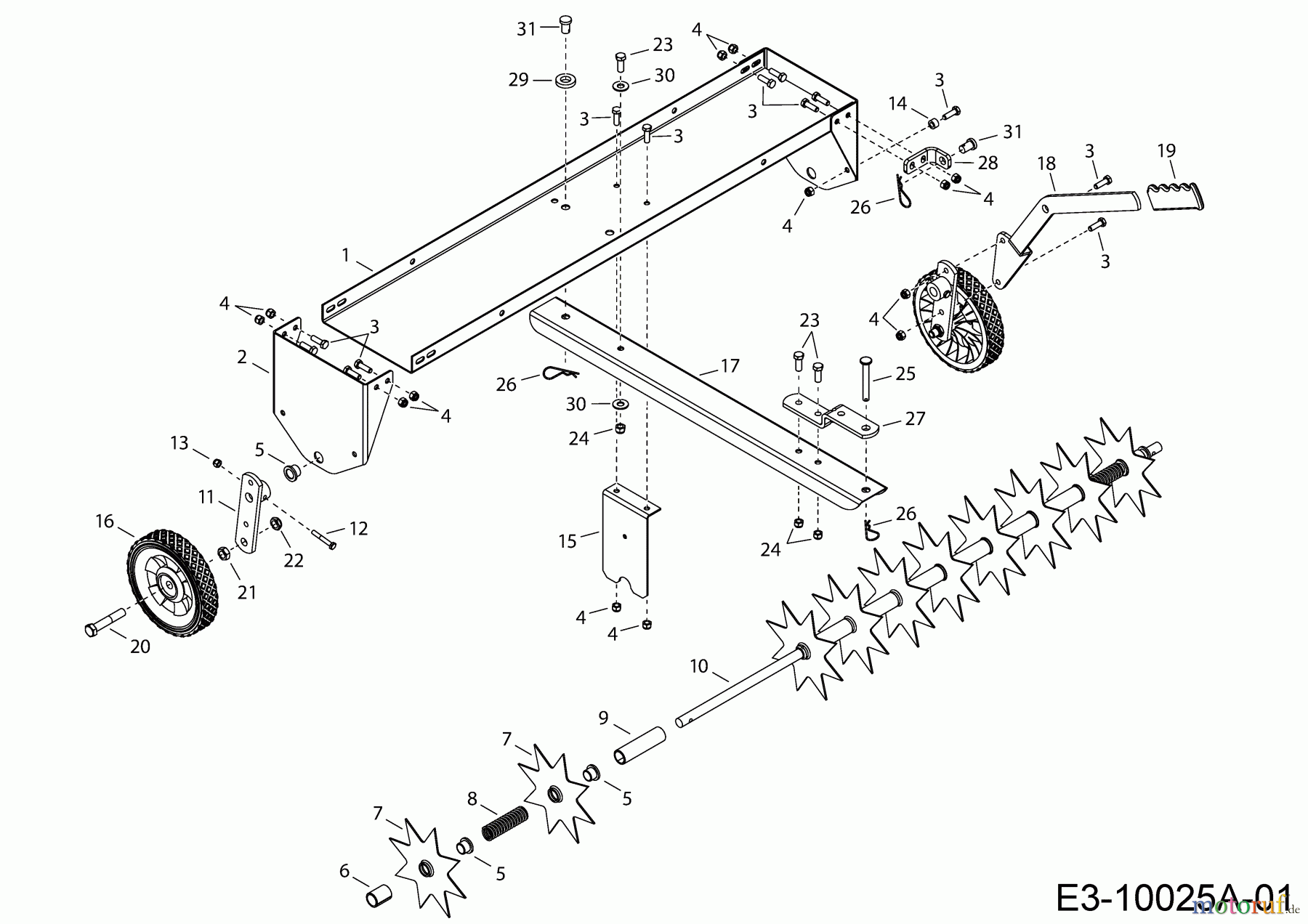 MTD Zubehör Zubehör Garten- und Rasentraktoren Rasenlüfter 45-0525 (190-224C000) 190-224C000 (2018) Grundgerät