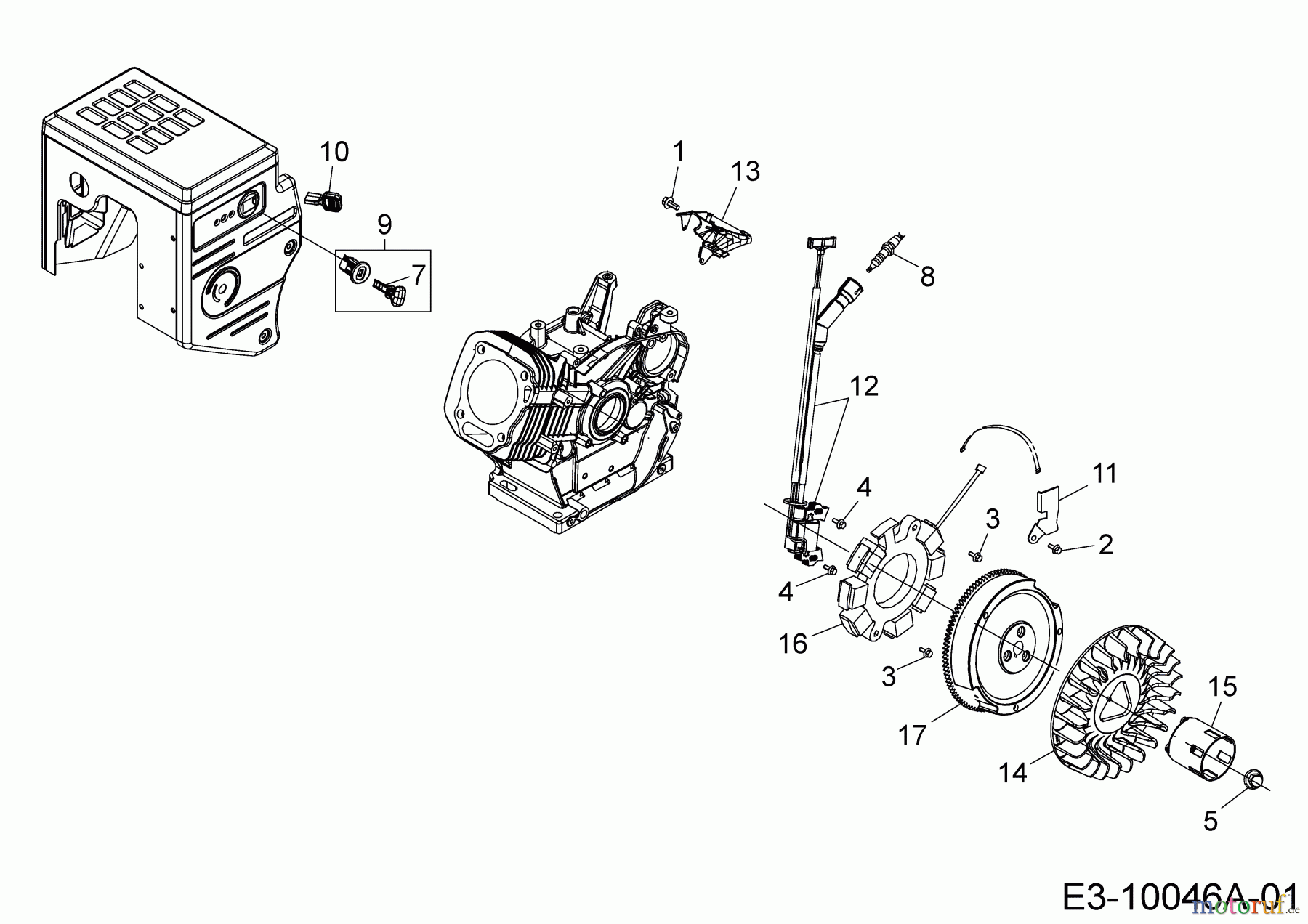 MTD-Motoren MTD horizontal 678-SH 752Z678-SH (2017) Schwungrad, Stoppschalter, Zündschlüssel, Zündung