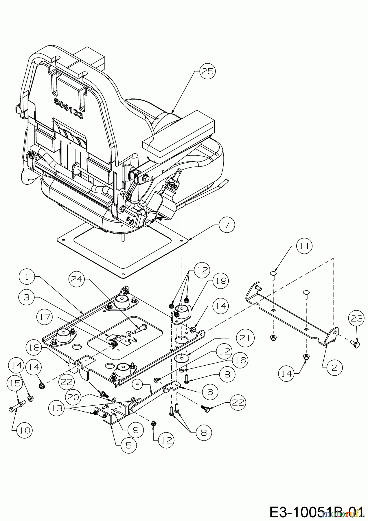  Cub Cadet Zero Turn Z7 183 53RIHKUY603  (2018) Sitz, Sitzträger, Sitzverstellung