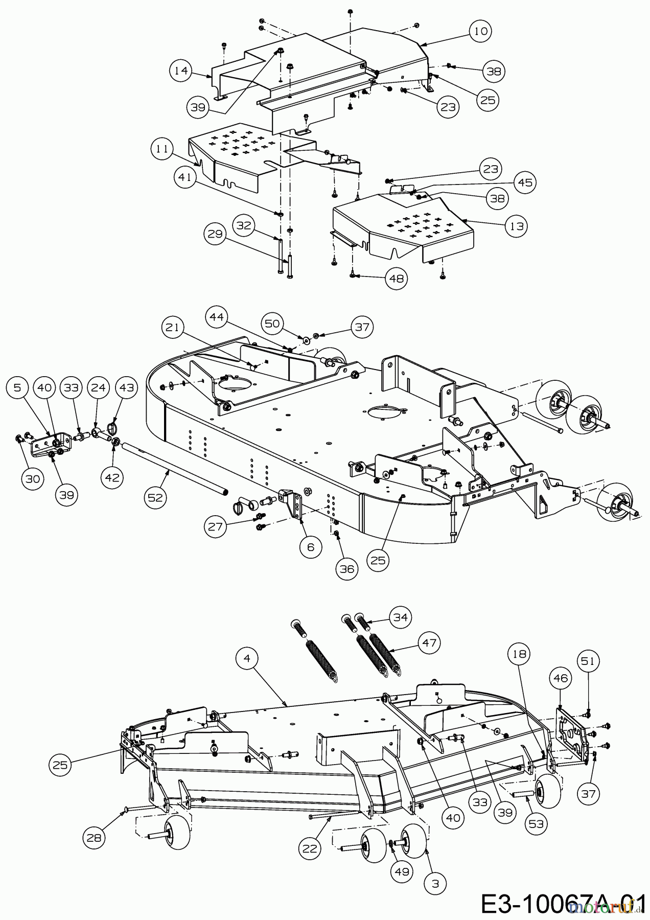  Cub Cadet Zero Turn Z5 152 53RIHJUV603  (2017) Abdeckung Mähwerk, Räder Mähwerk
