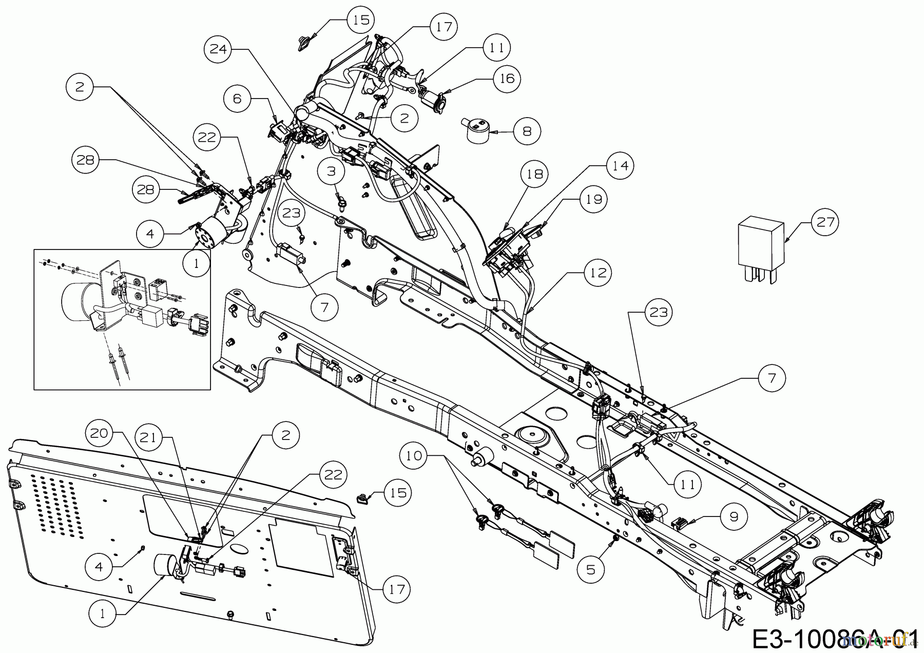 Cub Cadet Rasentraktoren XT 3 QR 95 13AFA5CB603 (2017) Elektroteile