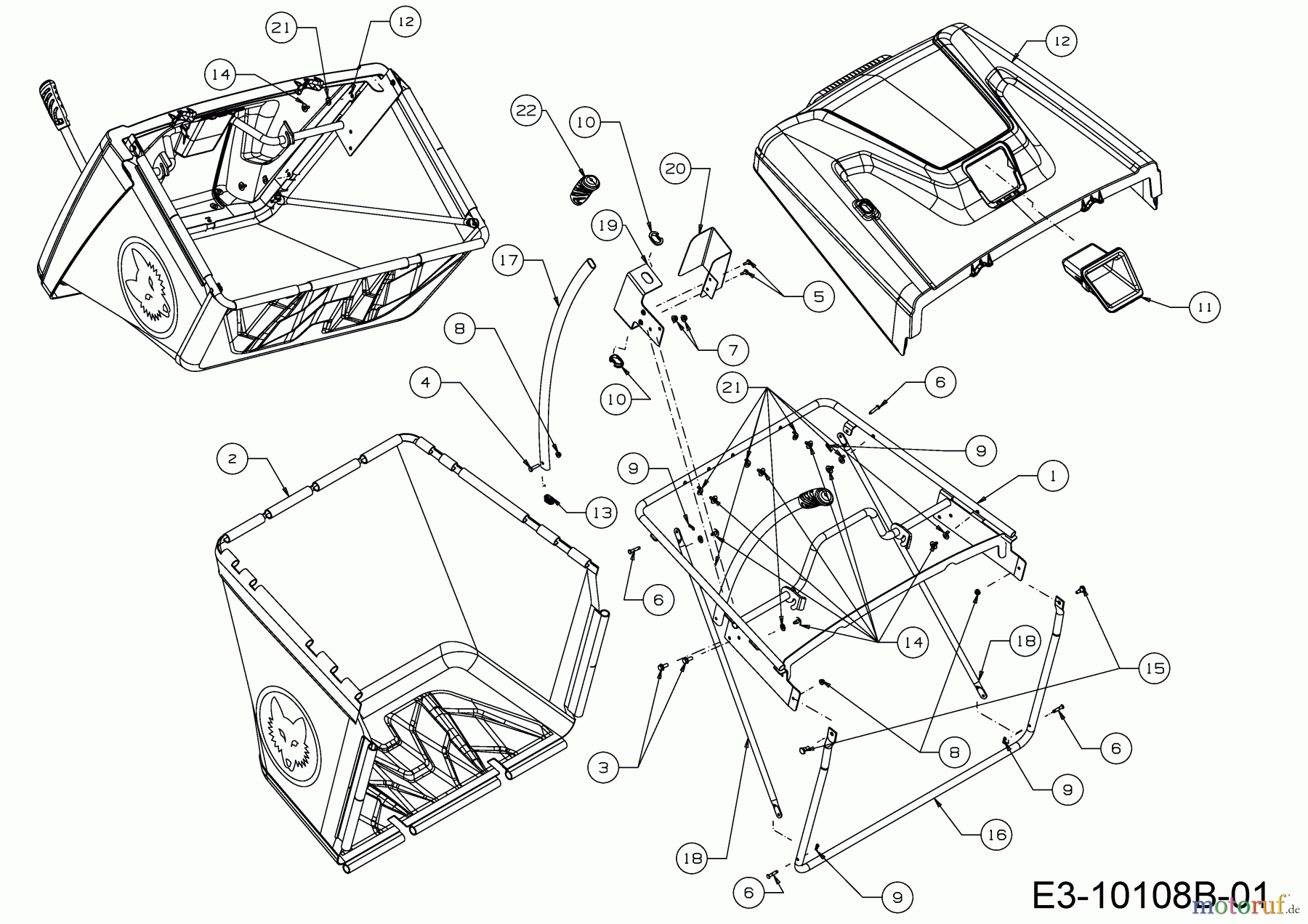  WOLF-Garten Expert Rasentraktoren 106.185 H 13BLA1VR650  (2018) Grasfangeinrichtung