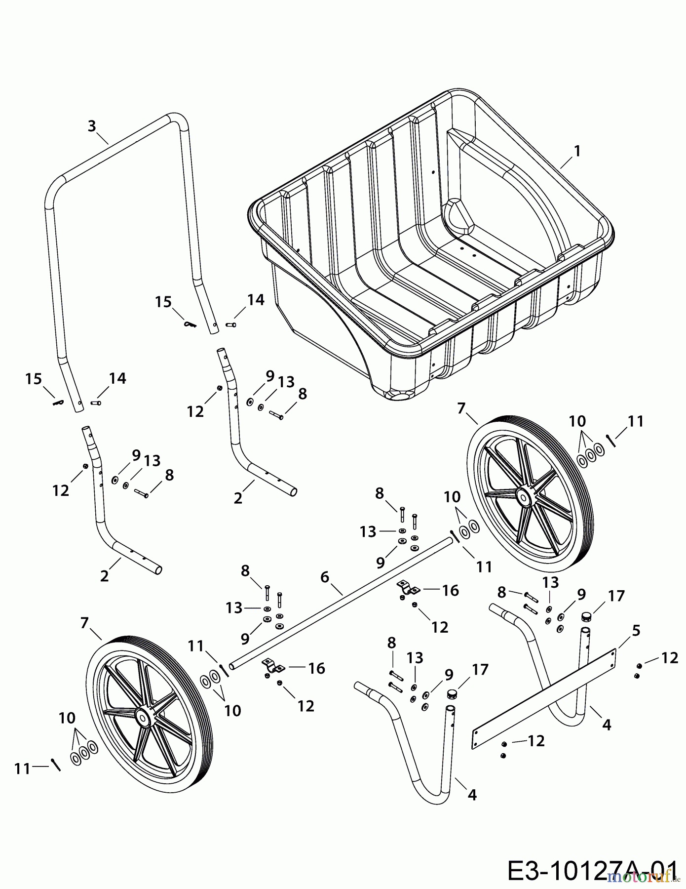 MTD Zubehör Zubehör handgeführte Geräte Gartenwagen / Schubkarren 45-0528 (196-070-000) 196-070-000 (2018) Grundgerät