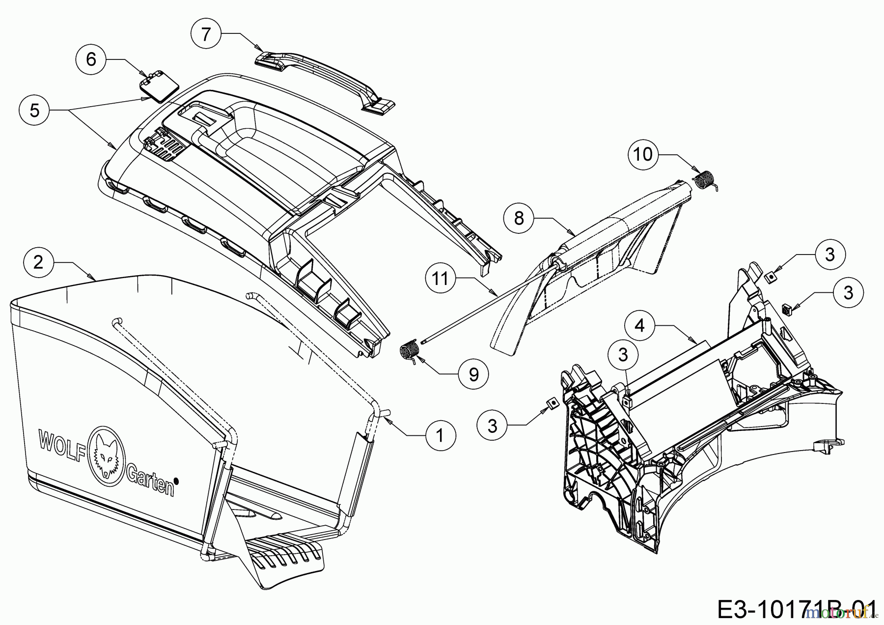 Wolf-Garten Motormäher mit Antrieb A 530 ASPHWIS 12AYPV7E650 (2018) Grasfangsack, Heckklappe, Leitstück hinten