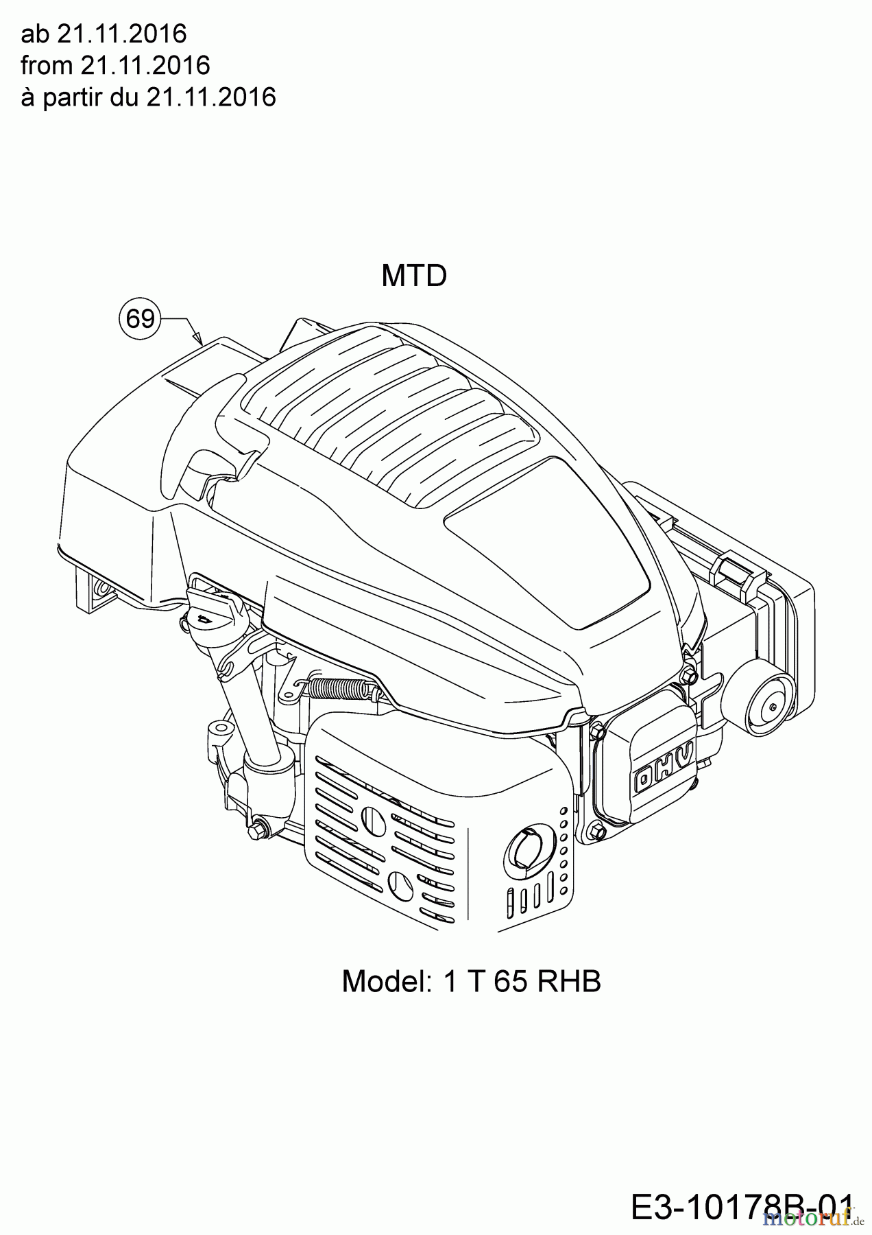MTD Motormäher mit Antrieb Smart 46 SPOHW 12A-TBS4600 (2018) Motor MTD ab 21.11.2016