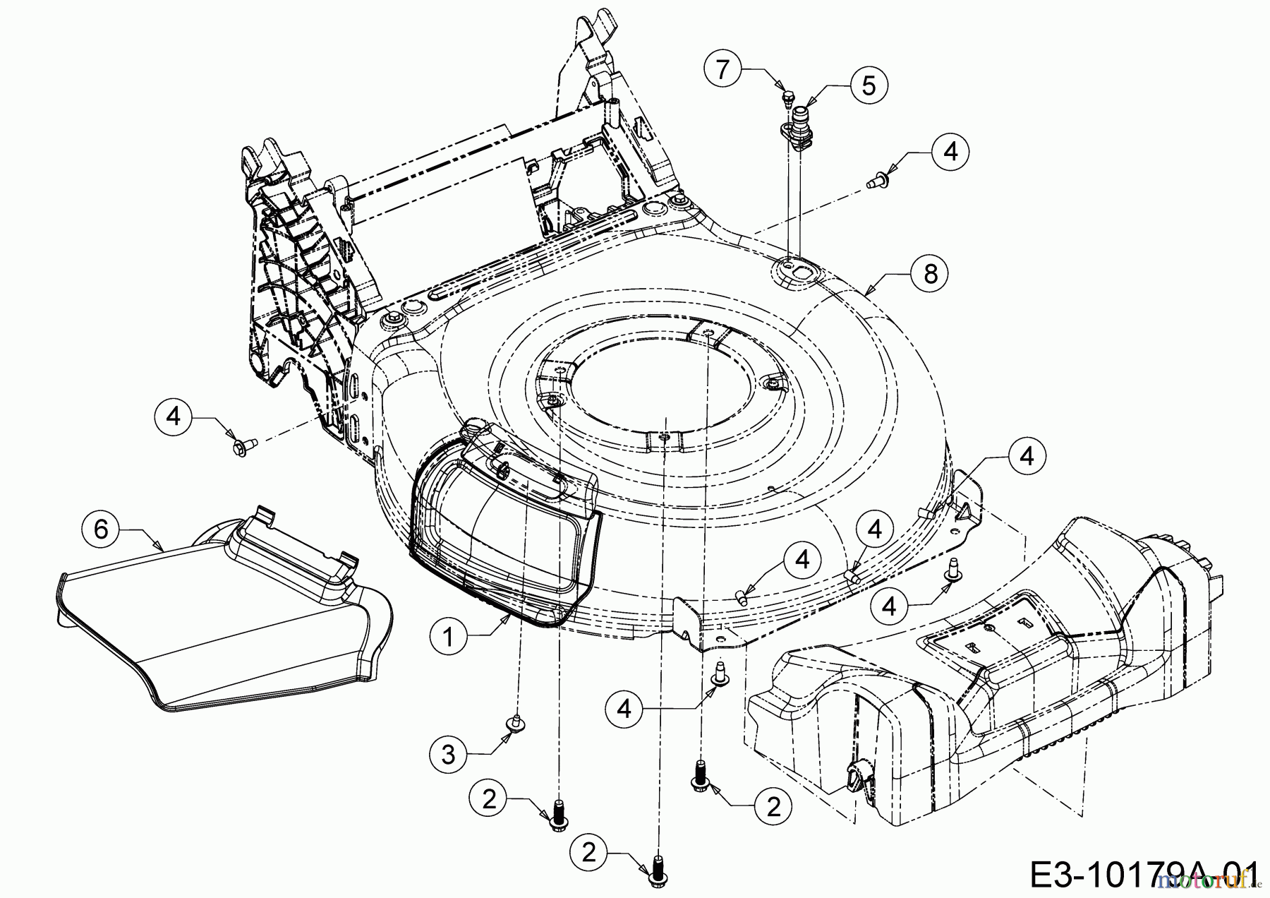  Cub Cadet Motormäher mit Antrieb LM3 CR46SG 12ABTV5E603G  (2017) Deflektor, Mähwerksgehäuse, Mulchklappe