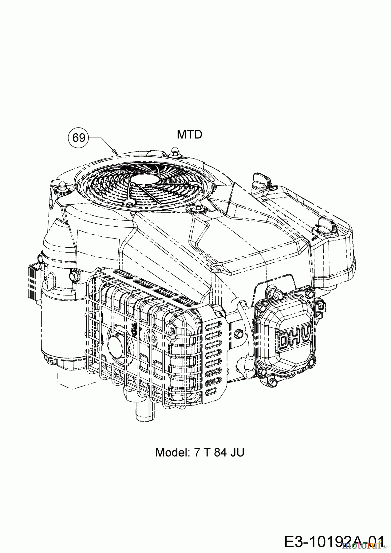 MTD Rasentraktoren Mnirider 76 RDHE 13A721SD600 (2017) Motor MTD