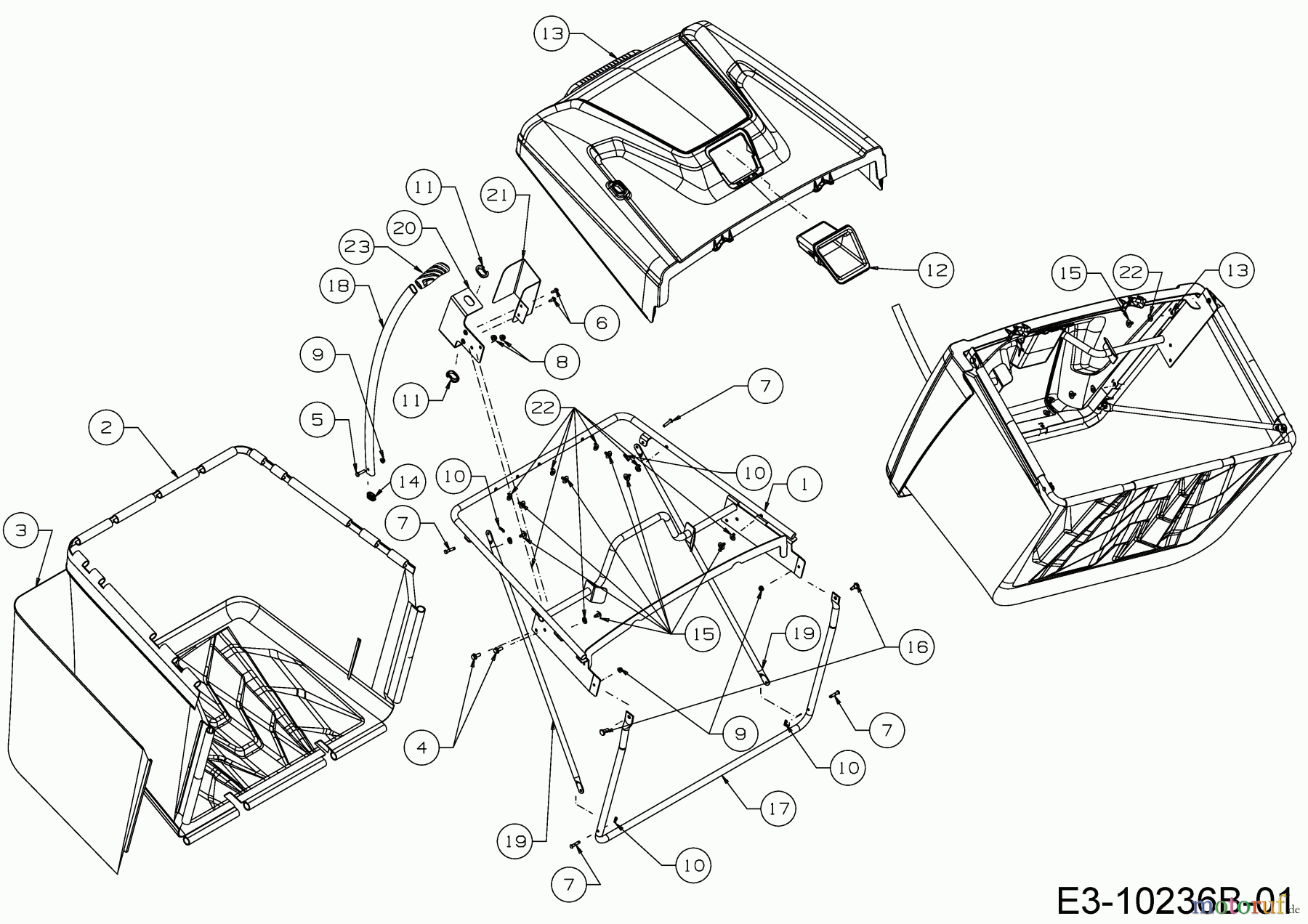 WOLF-Garten Expert Rasentraktoren 106.230 H 13AQA1VR350 (2018) Grasfangeinrichtung