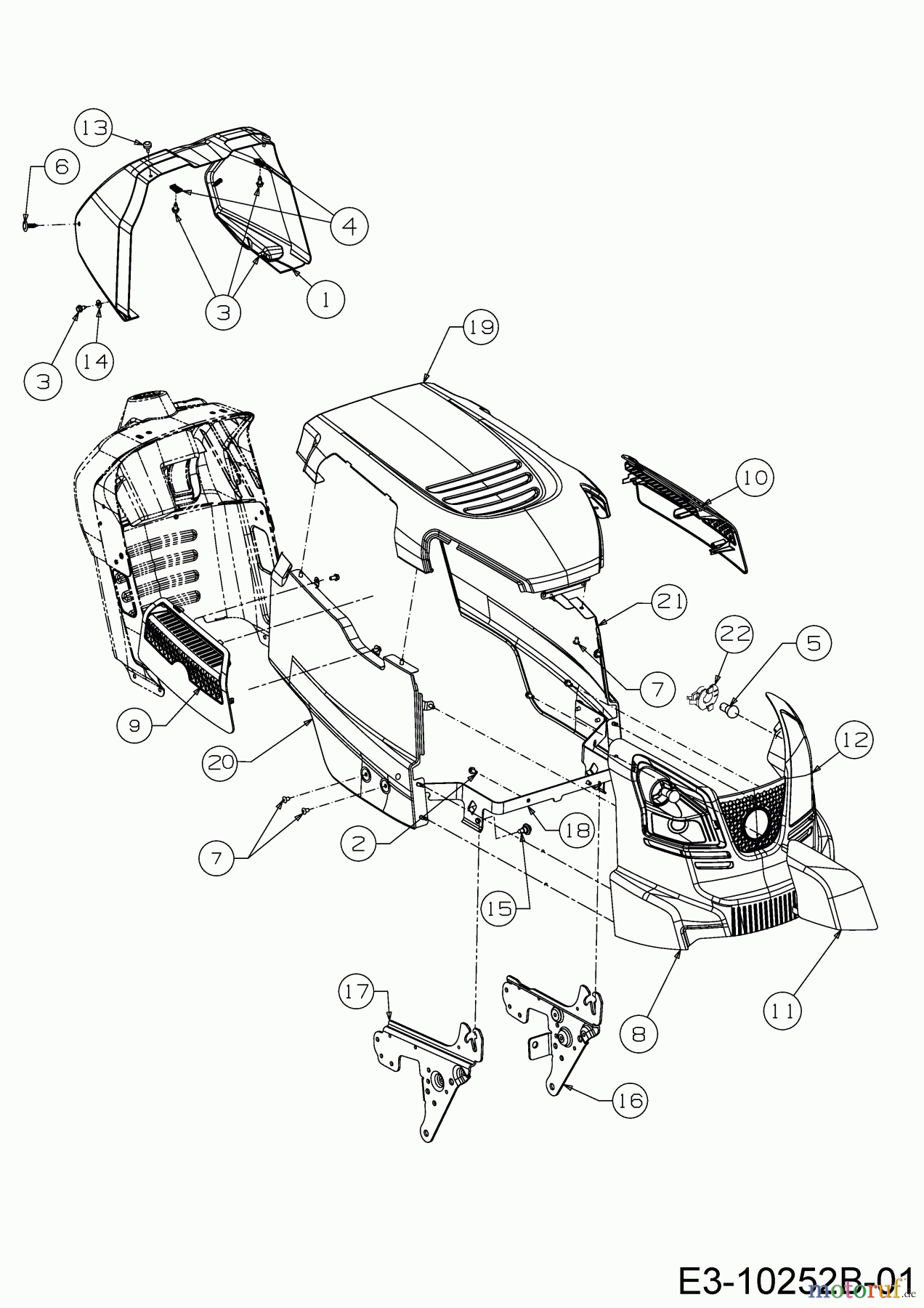 Wolf-Garten Rasentraktoren 105.180 H 13HT71WN650 (2018) Motorhaube W-Style