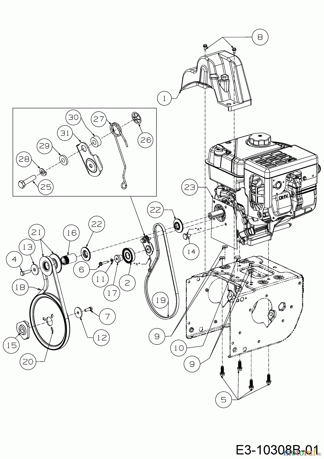 MTD Schneefräsen ME 61 31AW63F2678  (2018) Fahrantrieb, Fräsantrieb