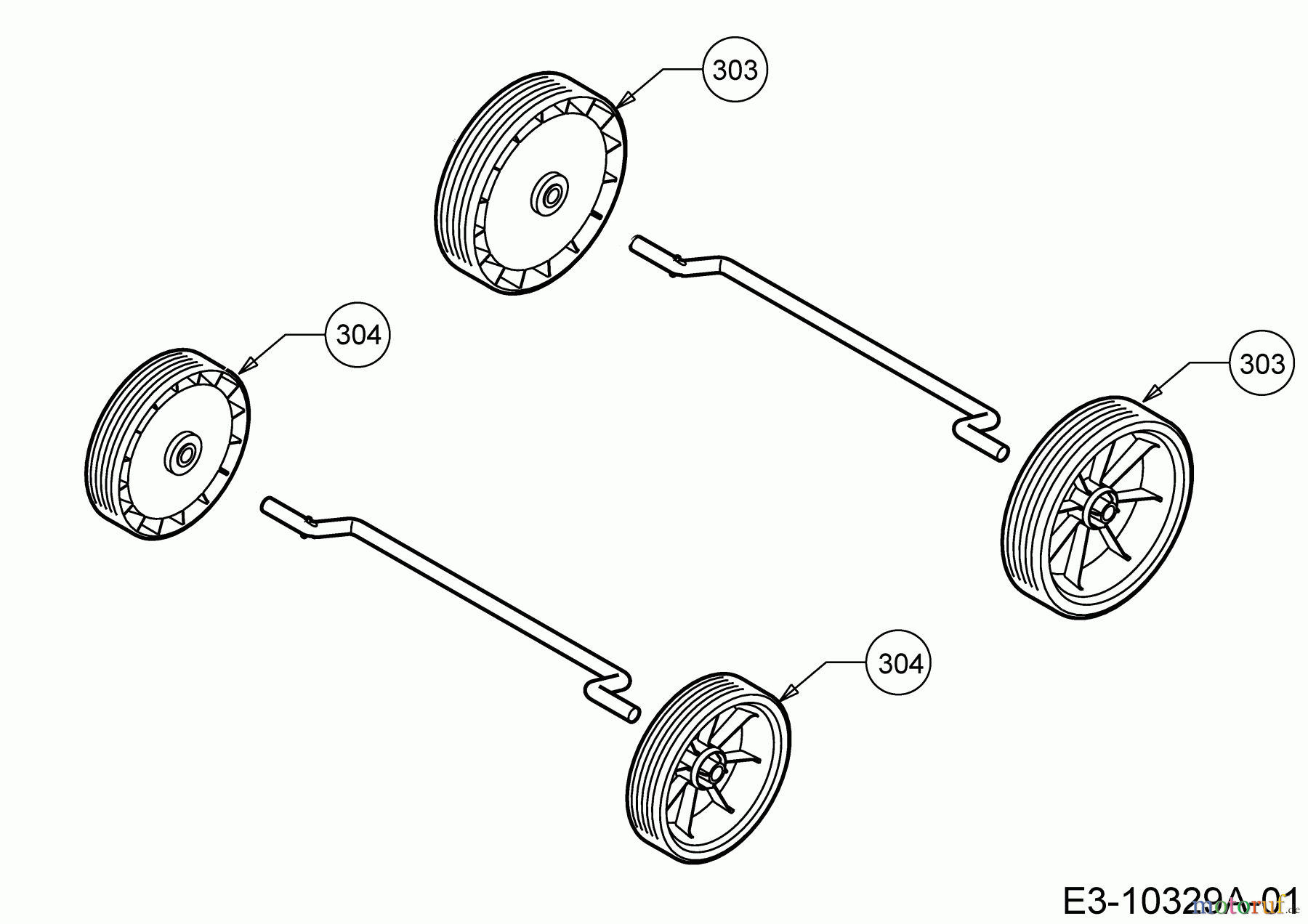  Wolf-Garten Elektromäher Blue Power 34 E 18BWF1X1C50  (2018) Räder