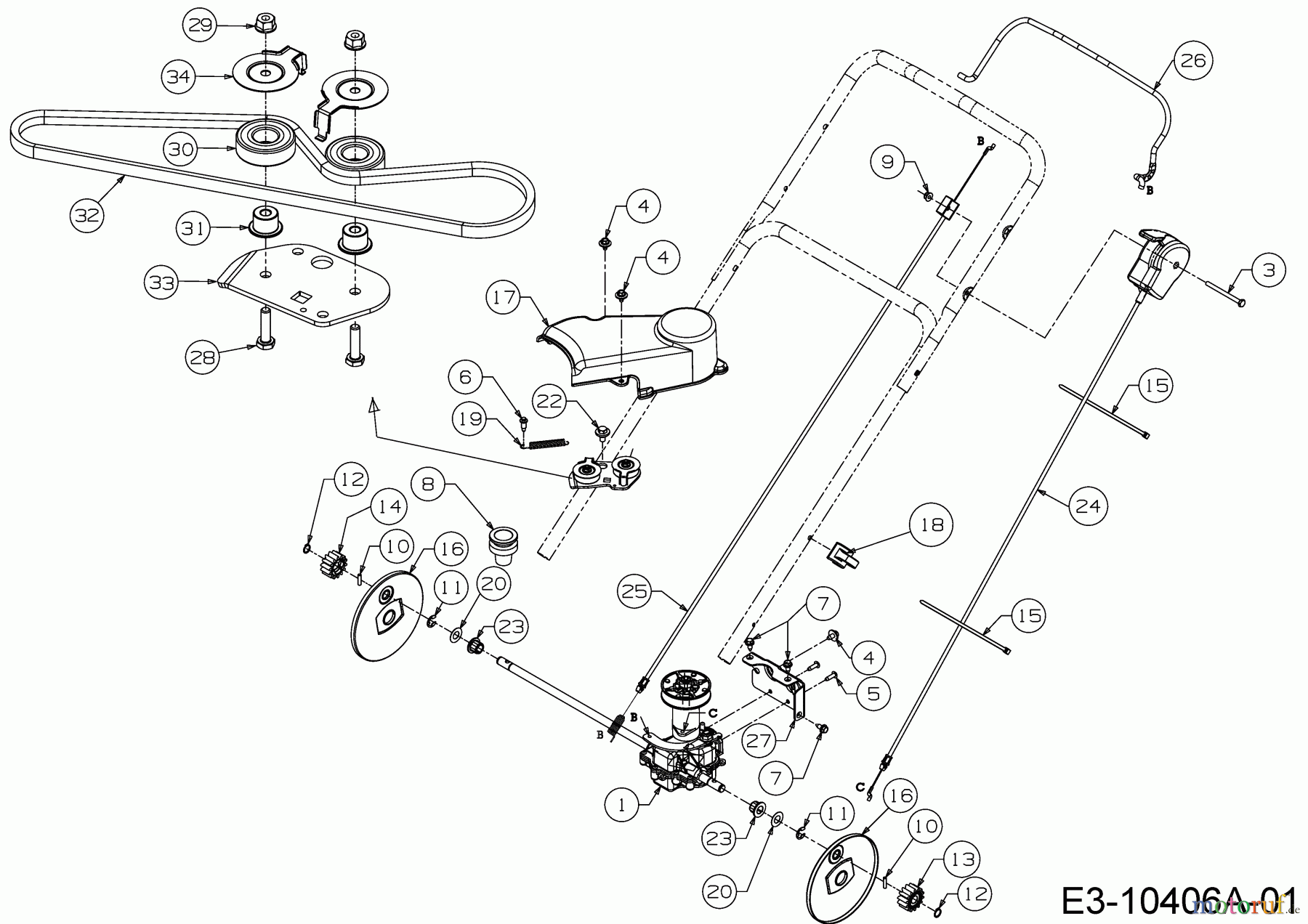 Cub Cadet Laubsauger mit Häckselfunktion CSV 070 24A-07MP710 (2017) Fahrantrieb