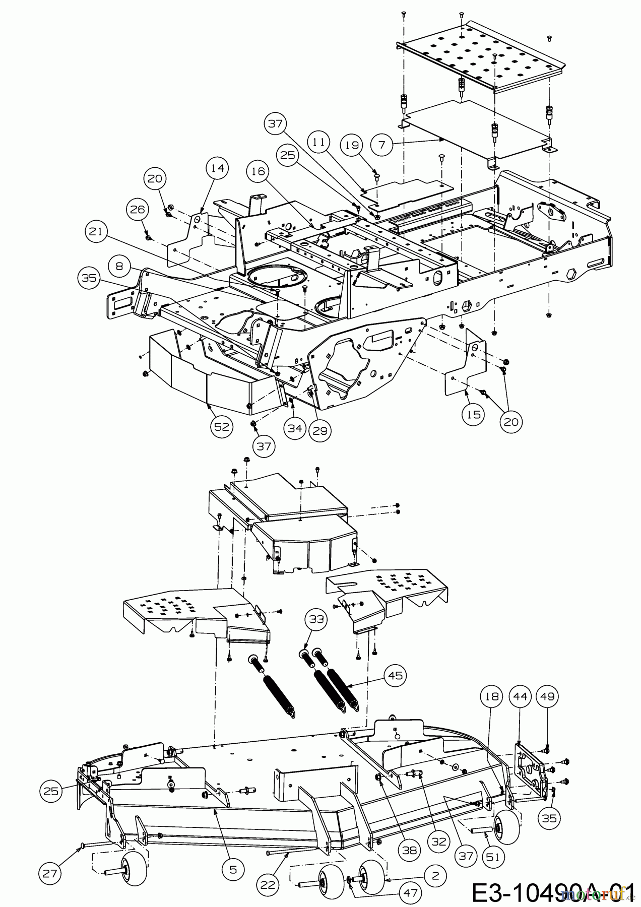  Cub Cadet Zero Turn Z5 152 53AIHJUV603  (2018) Abdeckungen Rahmen