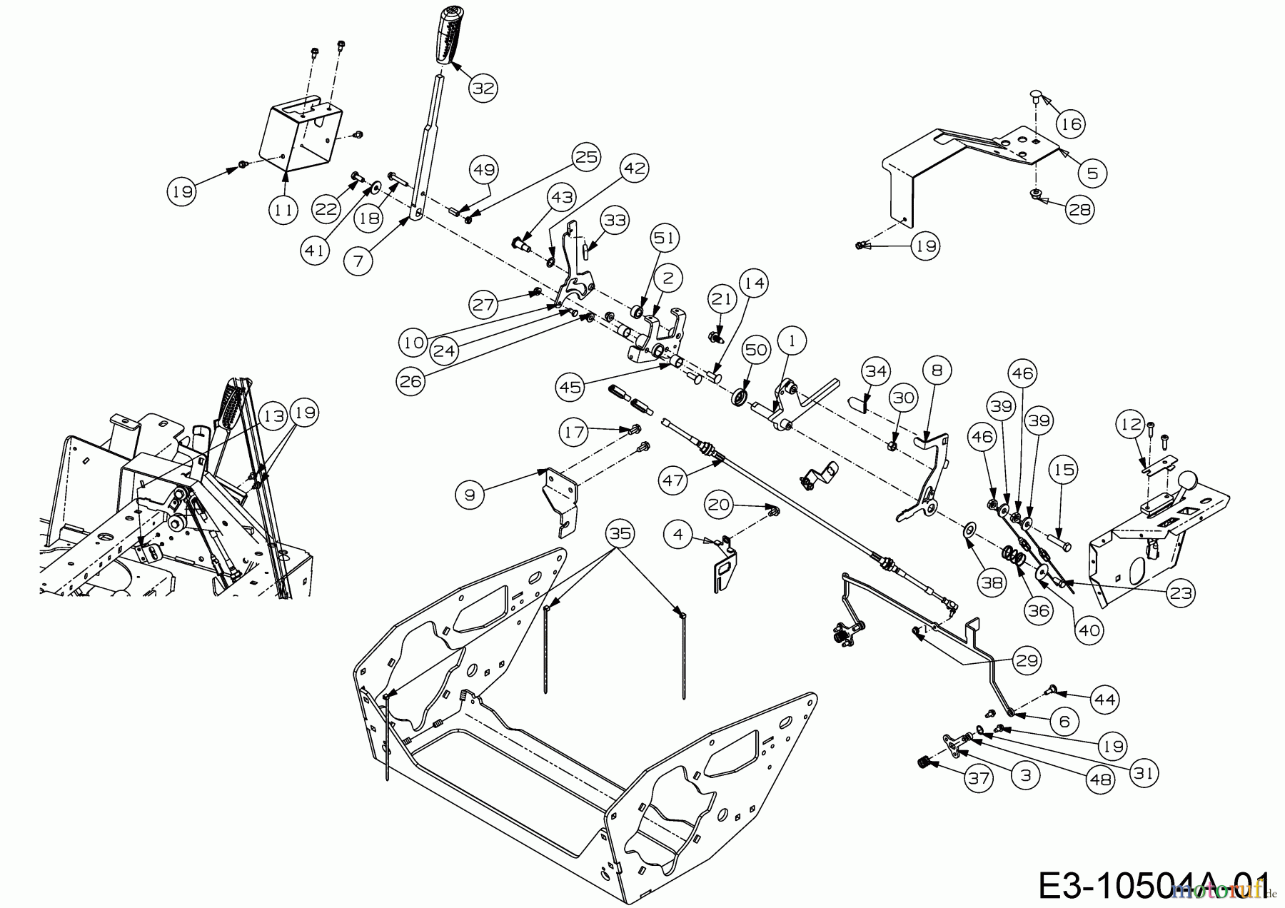 Cub Cadet Zero Turn Z7 183 53AIHKUY603 (2018) Bowdenzug Bremse, Bowdenzug Nullstellung