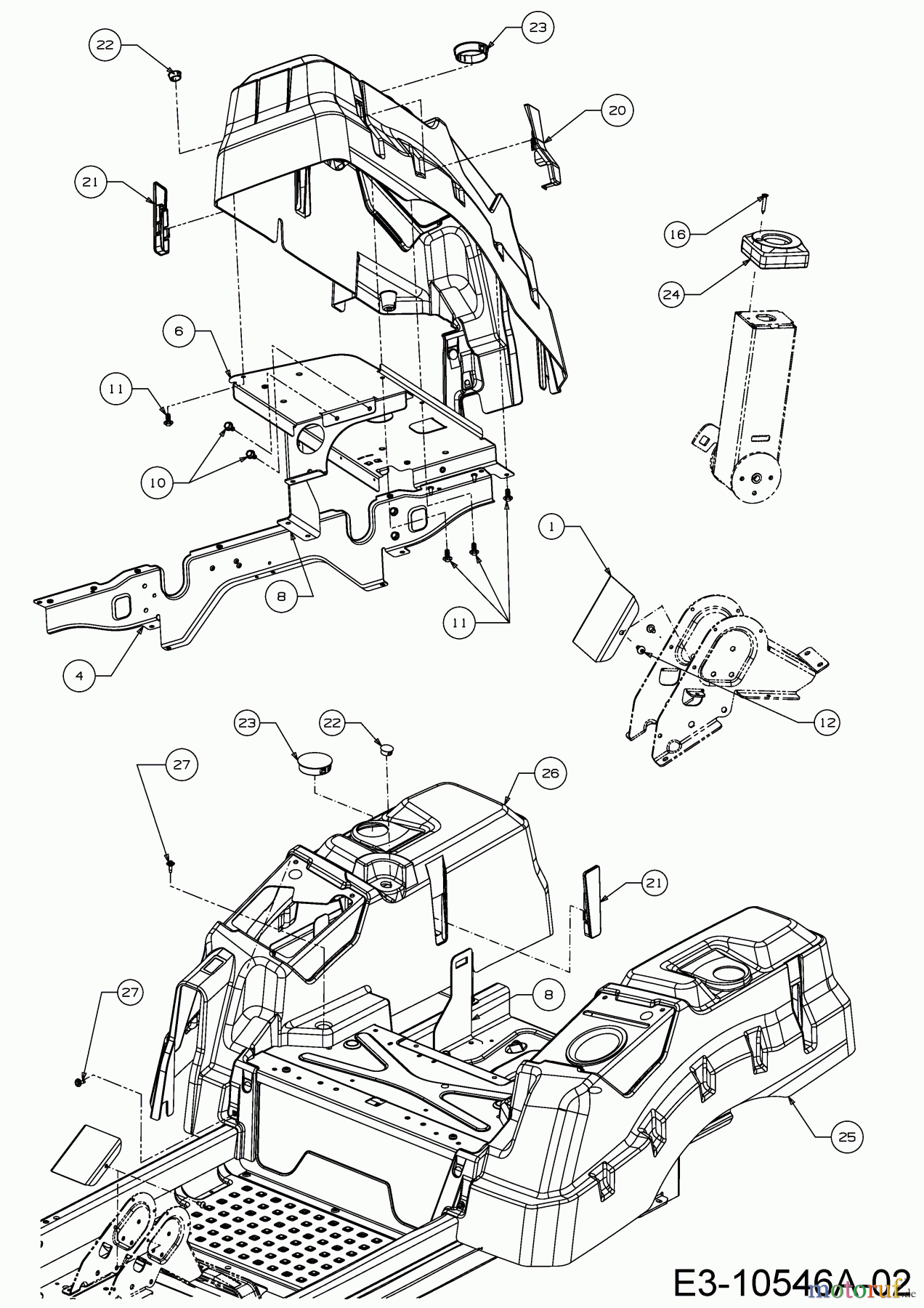  Cub Cadet Zero Turn Z-Force S 60 17BSDGHD010  (2018) Tankhalter, Tankverkleidung
