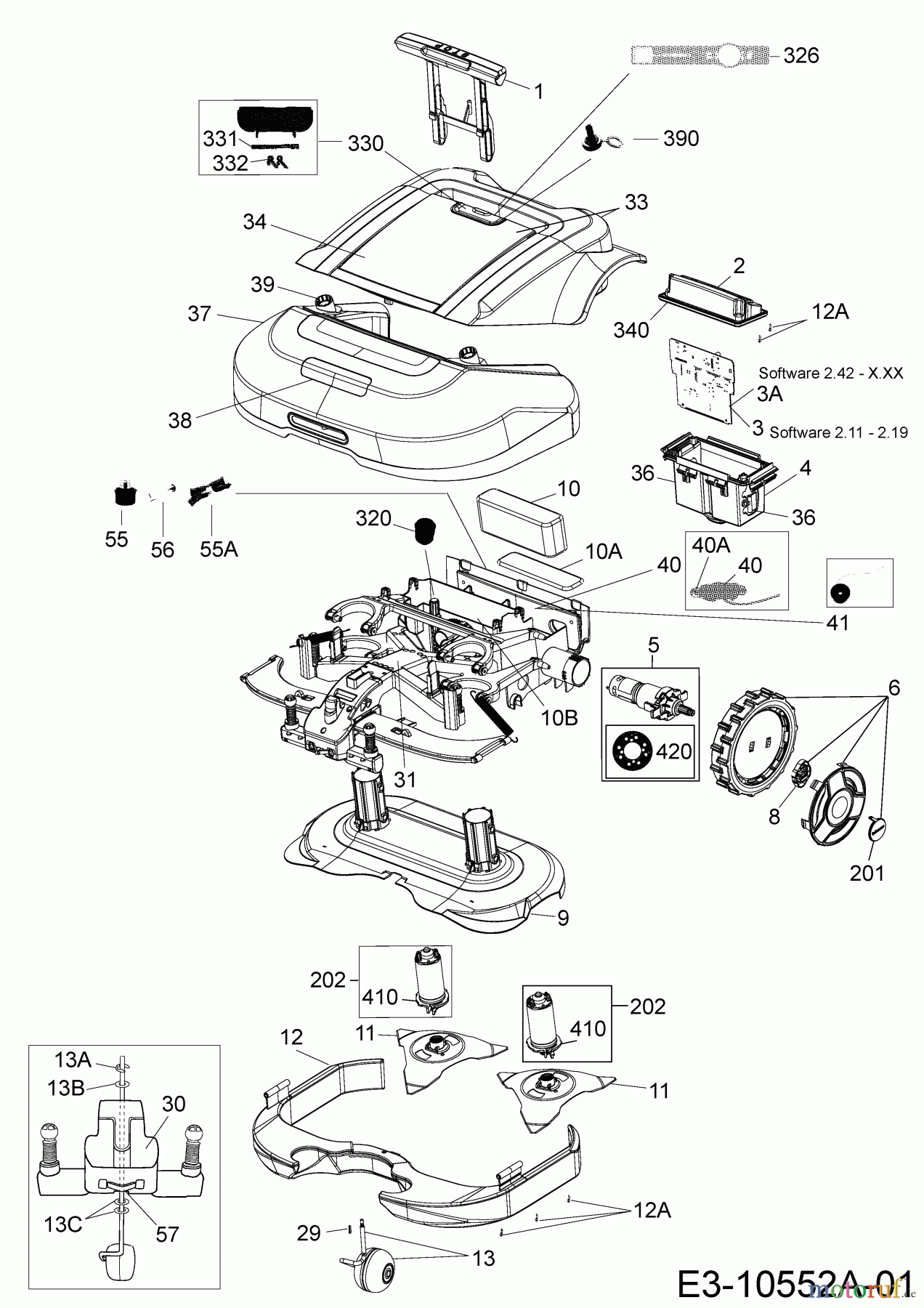  Robomow Mähroboter RS630 USA PRD6000  (2013) Elektromotore, Gehäuse, Messer, Räder