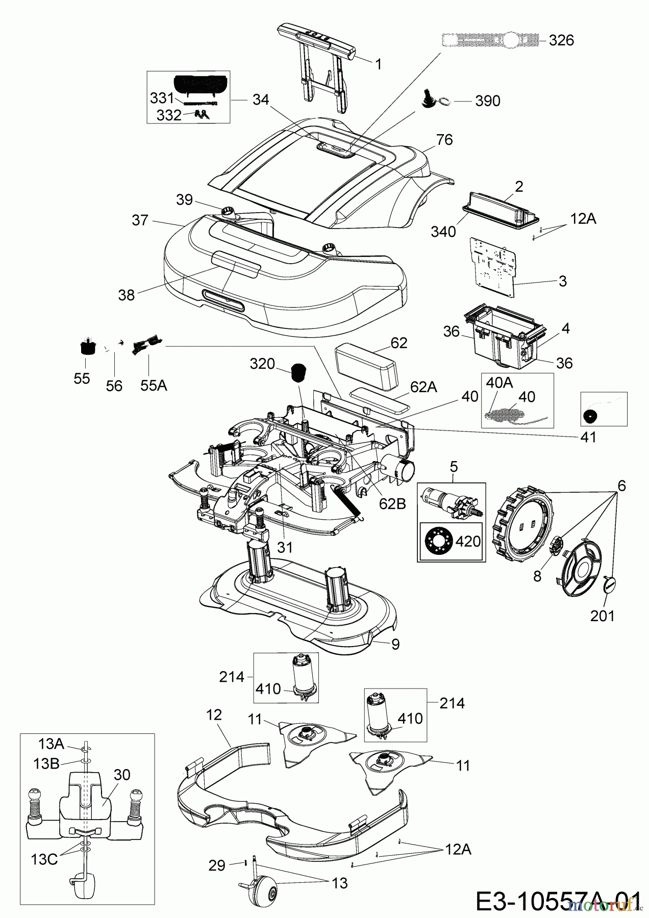 Robomow Mähroboter MS 1800 (White) PRD6200YW1 (2014) Elektromotore, Gehäuse, Messer, Räder