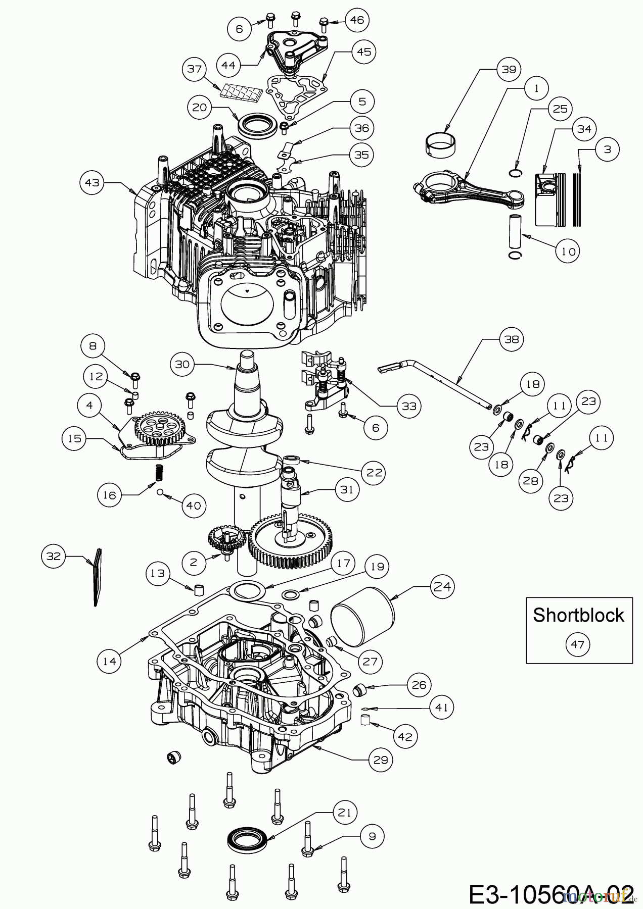  MTD-Motoren Vertikal 9Q78XU 752Z9Q78XU  (2018) Kolben, Kurbelwelle, Nockenwelle, Pleuel