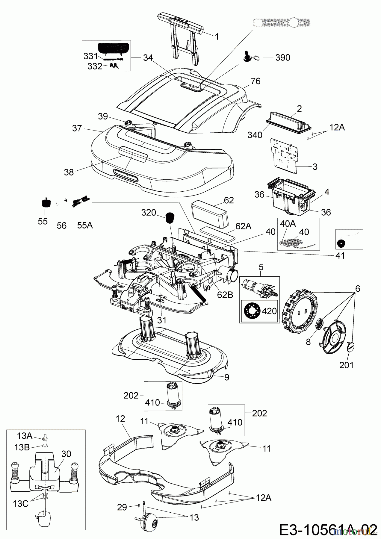 Robomow Mähroboter RS622 PRD6200A (2014) Elektromotore, Gehäuse, Messer, Räder