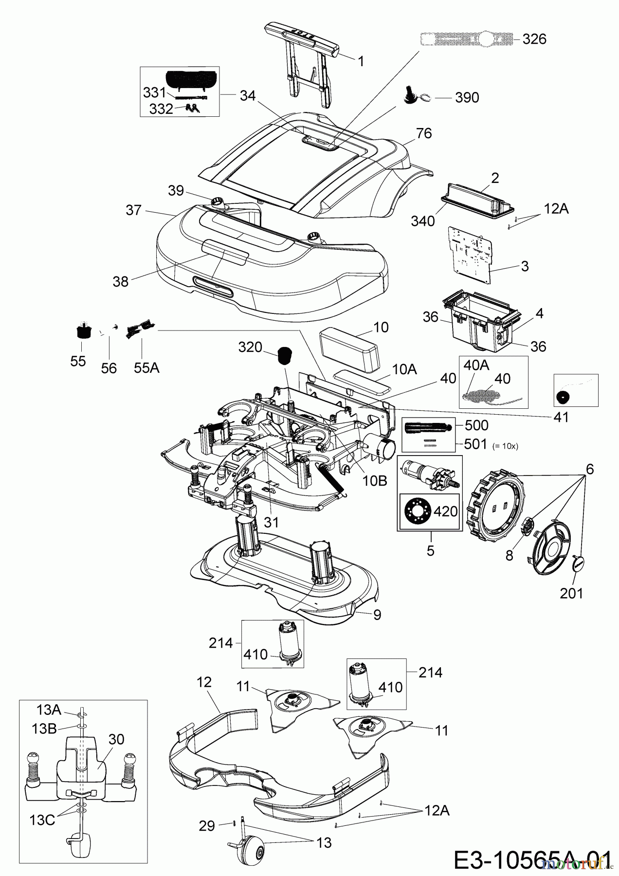 Robomow Mähroboter TS 1800 PRD6200P (2014) Elektromotore, Gehäuse, Messer, Räder