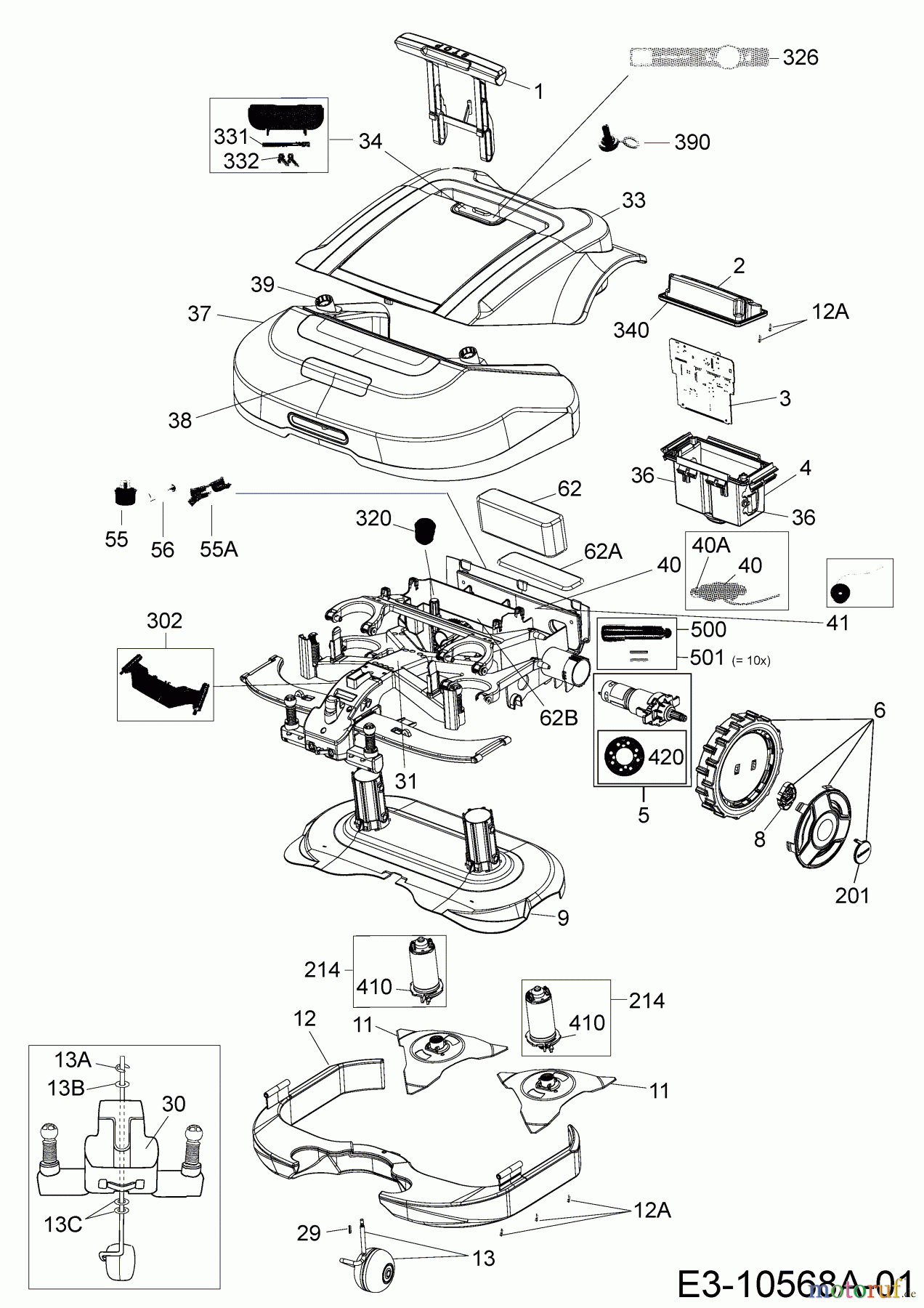 Robomow Mähroboter MS 1800 PRD6200Y1 (2015) Elektromotore, Gehäuse, Messer, Räder