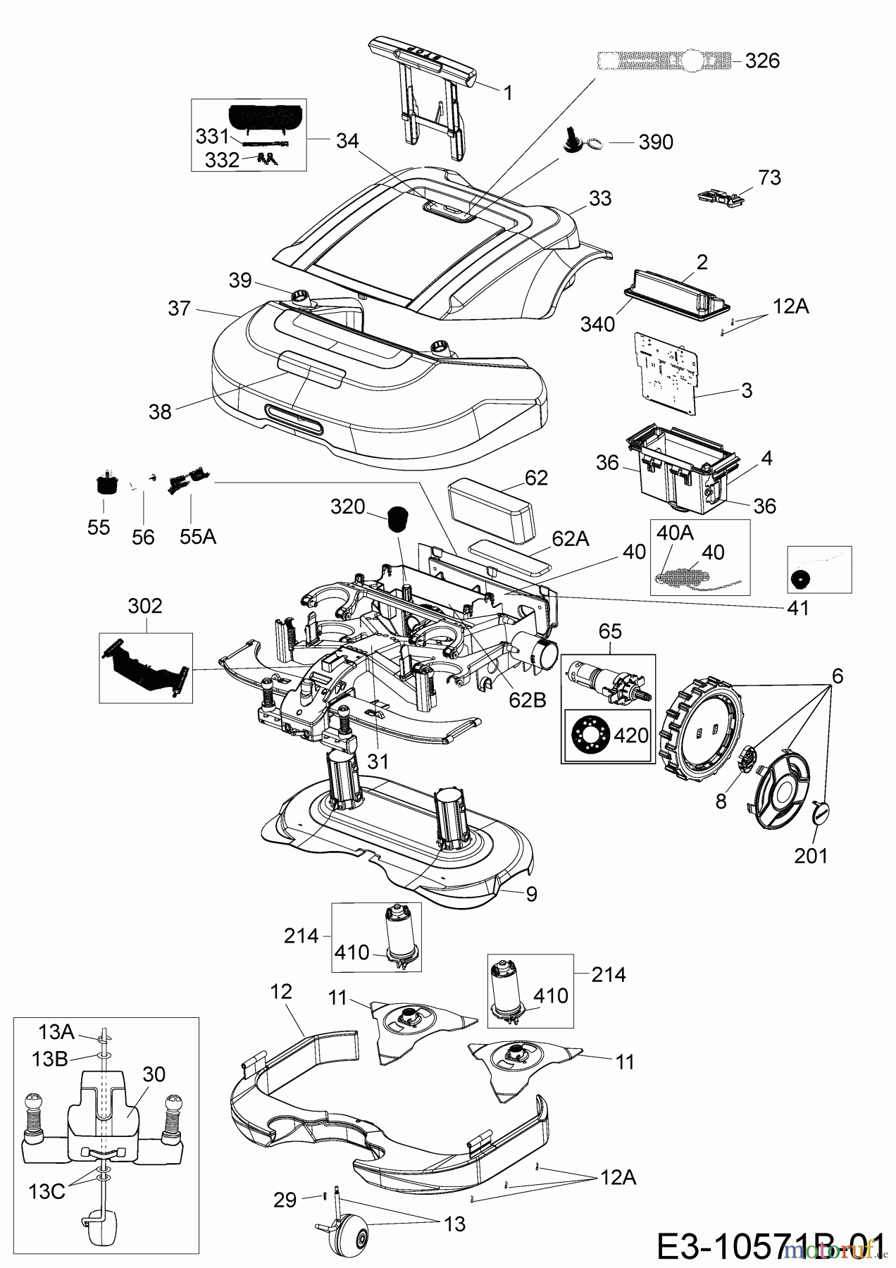 Robomow Mähroboter RS612 US PRD6100US1G (2016) Elektromotore, Gehäuse, Messer, Räder