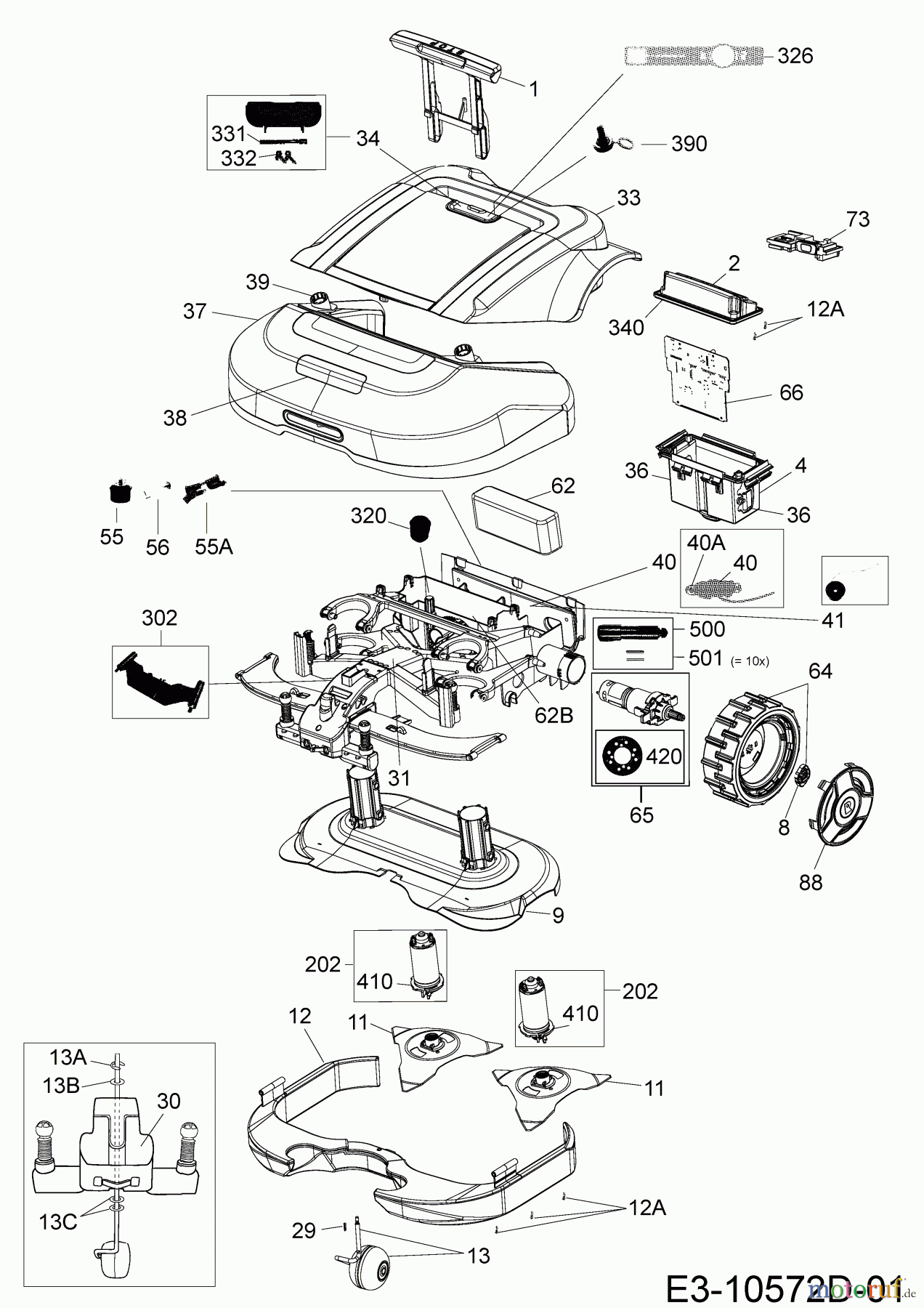 Robomow Mähroboter RS625 PRO 22ASDAAD619 (2018) Elektromotore, Gehäuse, Messer, Räder
