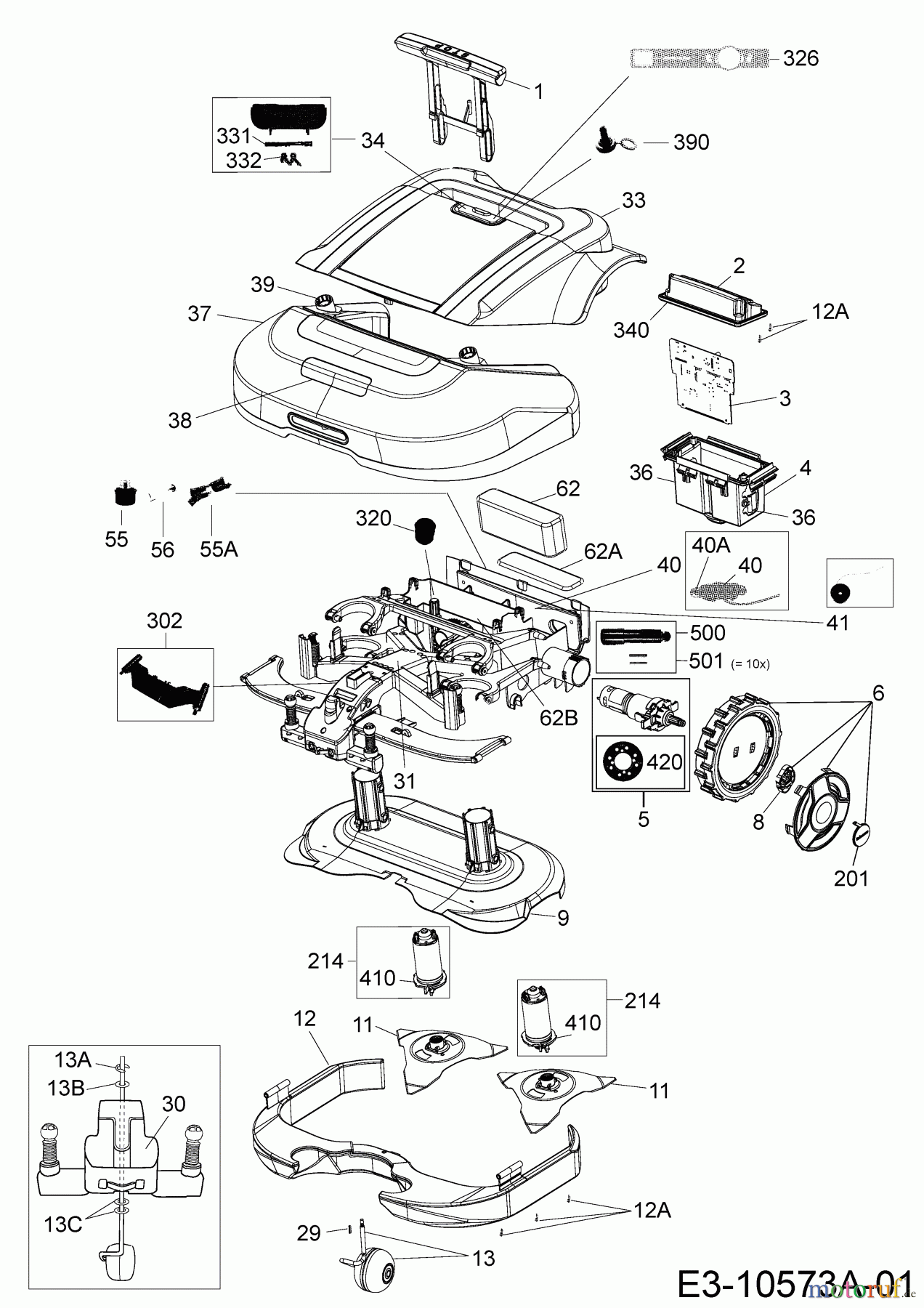 Robomow Mähroboter RS612 PRD6100B (2015) Elektromotore, Gehäuse, Messer, Räder