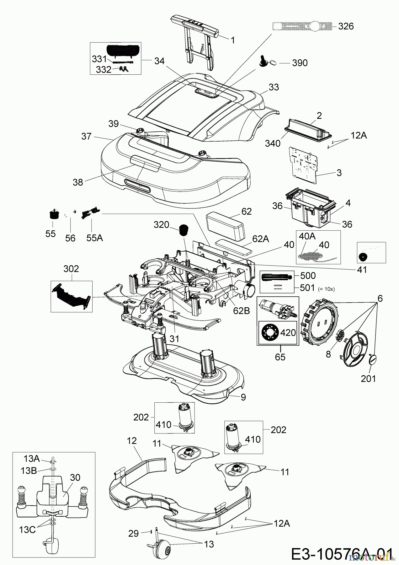 Robomow Mähroboter RS622 (White) PRD6200BW (2015) Elektromotore, Gehäuse, Messer, Räder