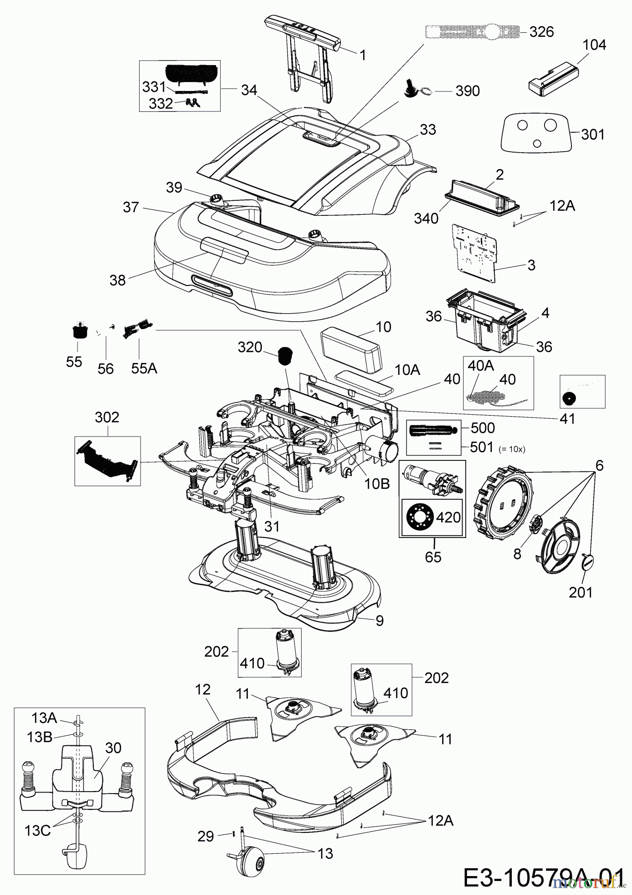 Robomow Mähroboter RS630 PRD6300BG (2015) Elektromotore, Gehäuse, Messer, Räder